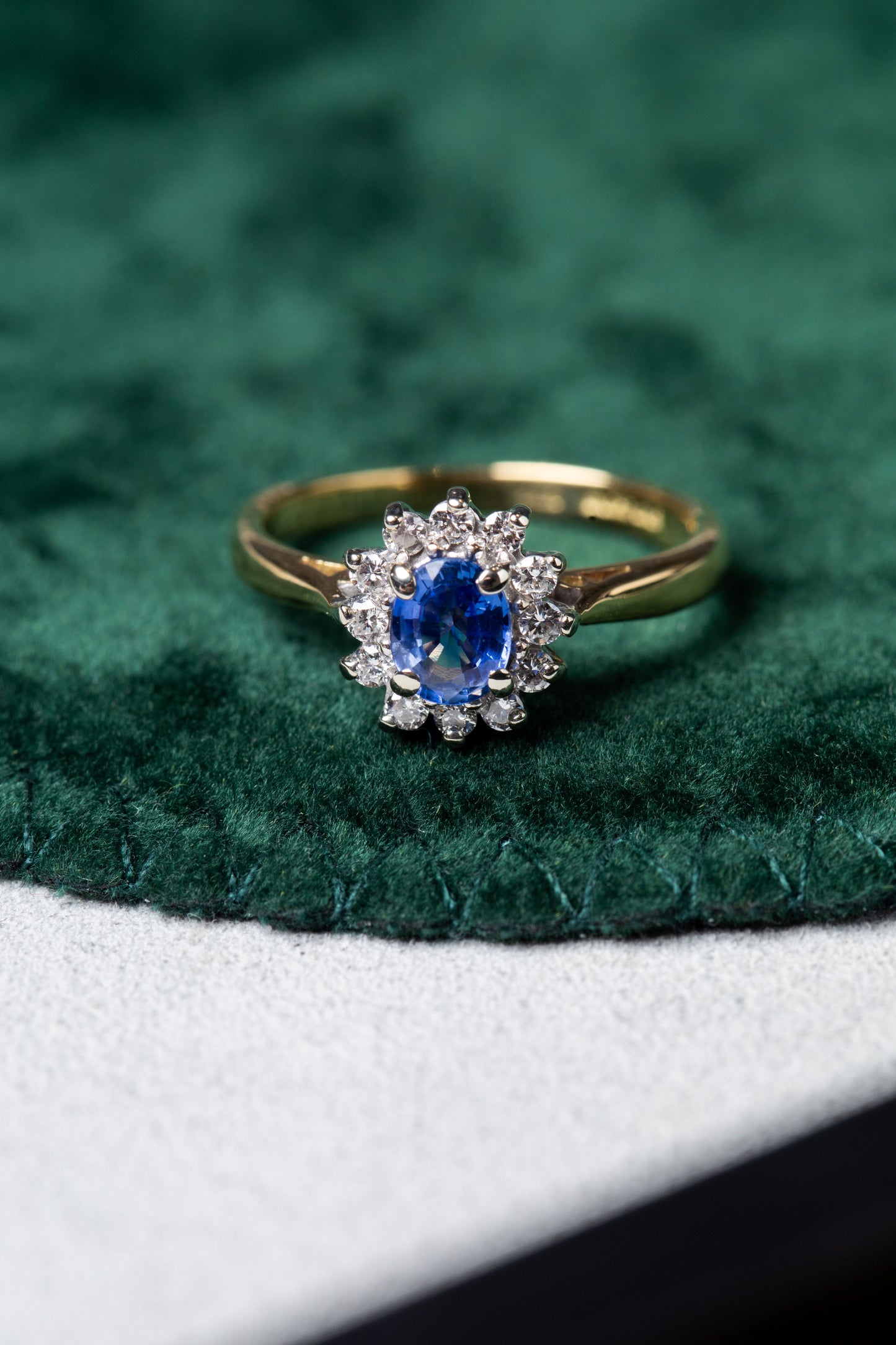 Sapphire and Diamond Cluster Style Ring