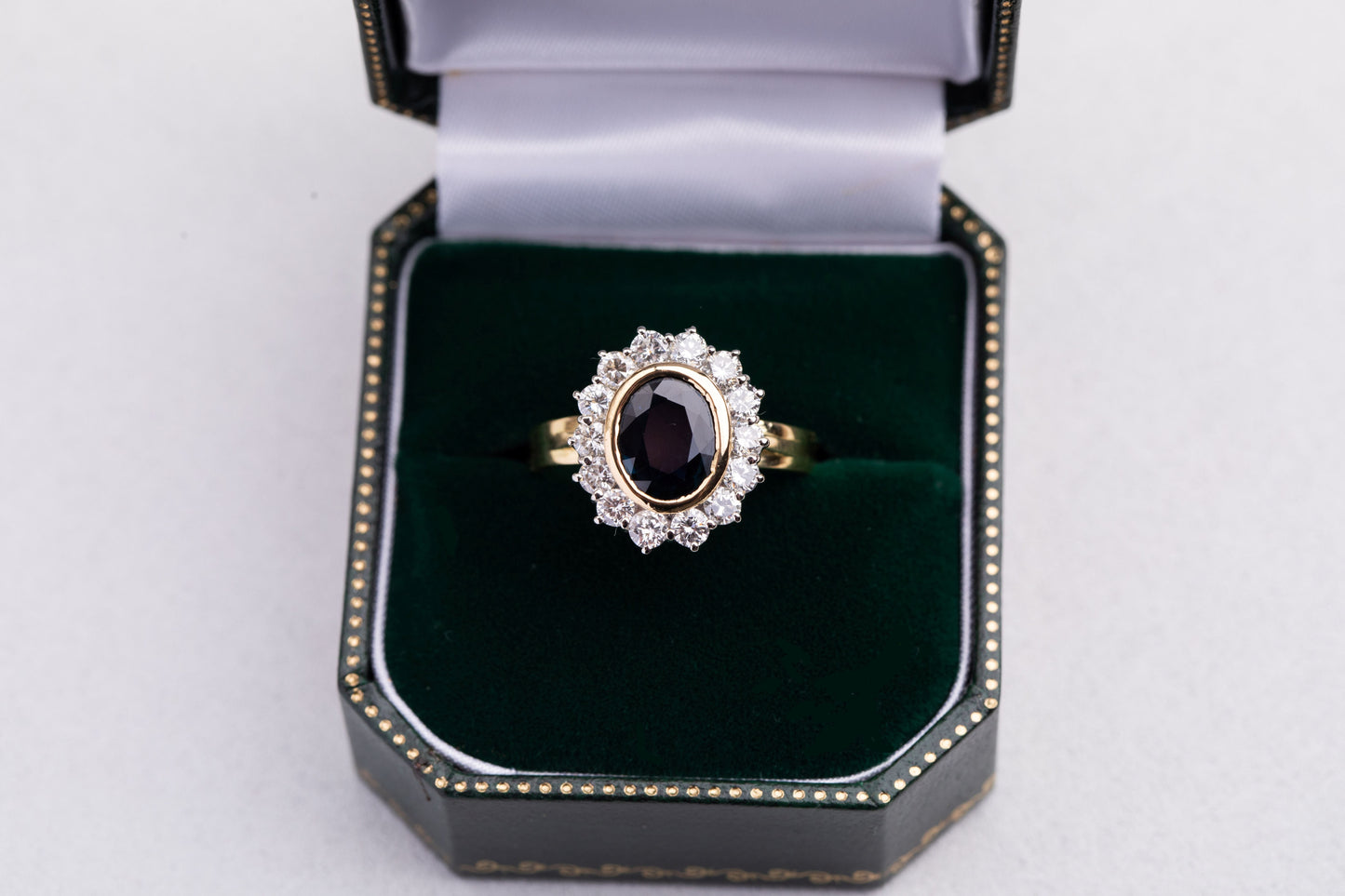 Oval Shaped Sapphire with Diamond Halo
