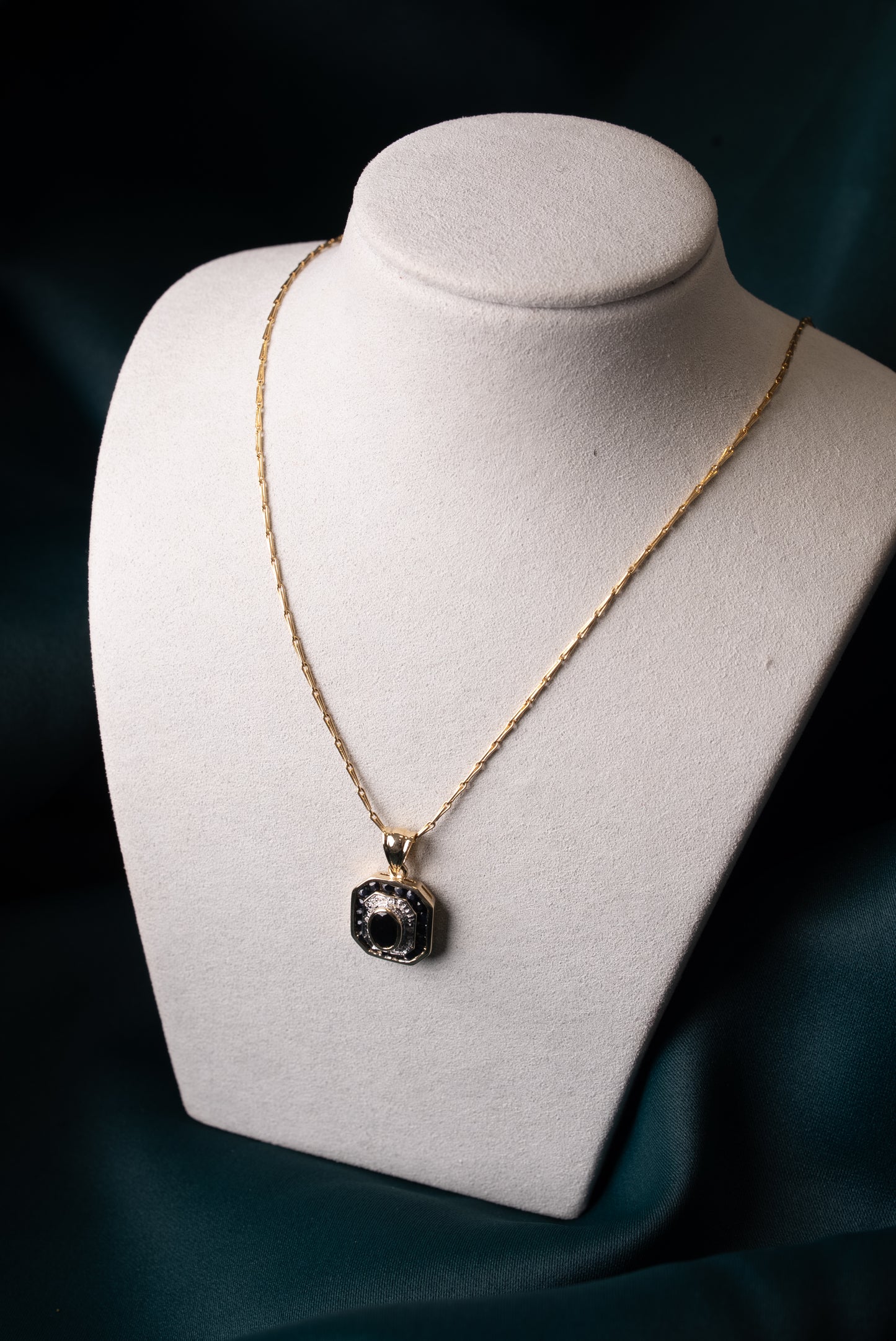 Yellow & White Gold Sapphire Art Deco Style Pendant