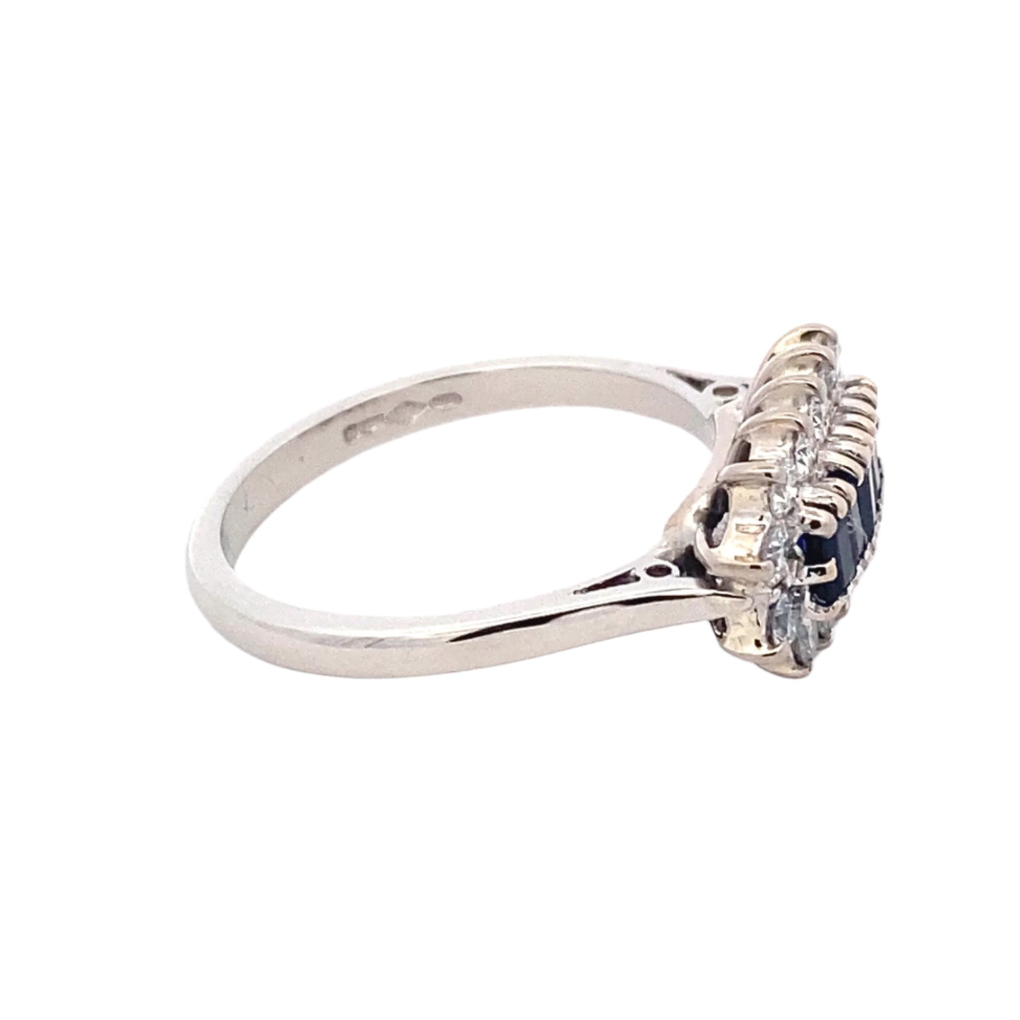 Sapphire and Round Brilliant Cut Diamond Cluster Ring