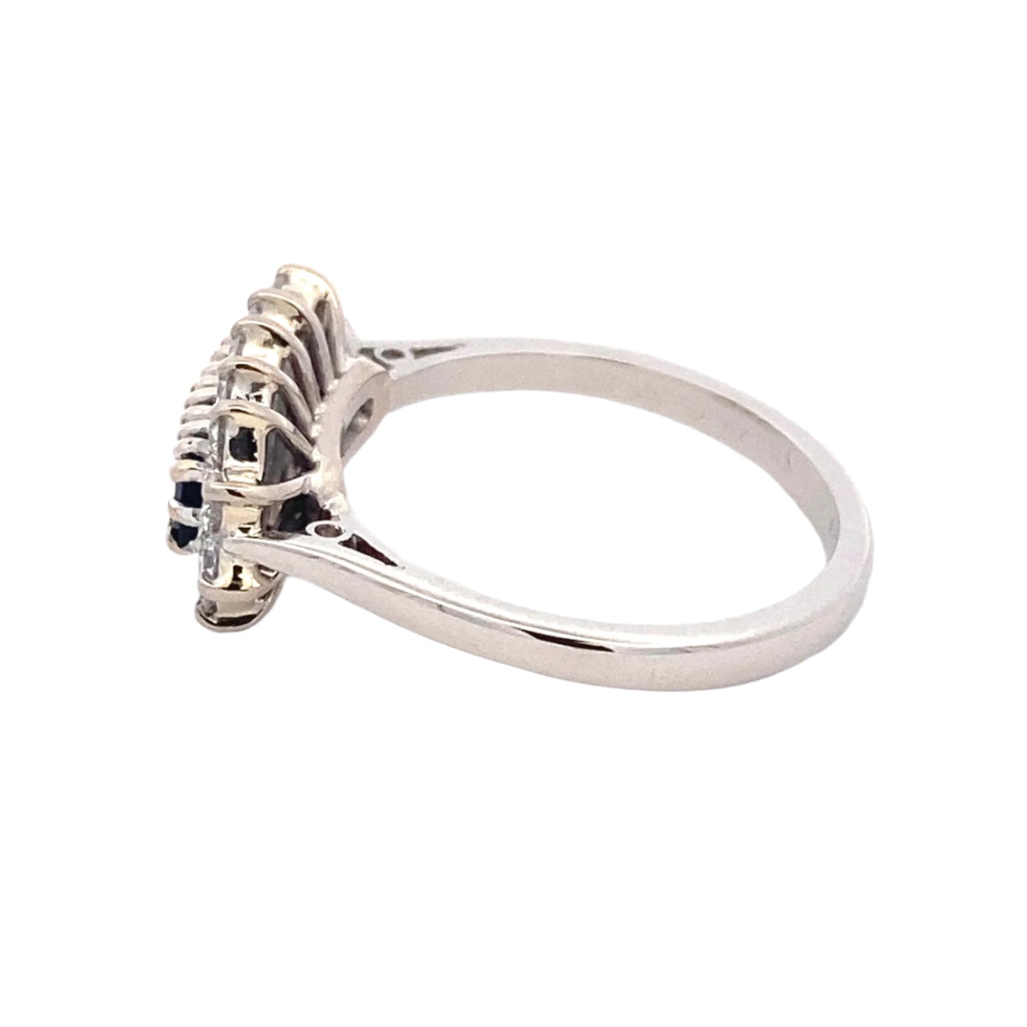Sapphire and Round Brilliant Cut Diamond Cluster Ring