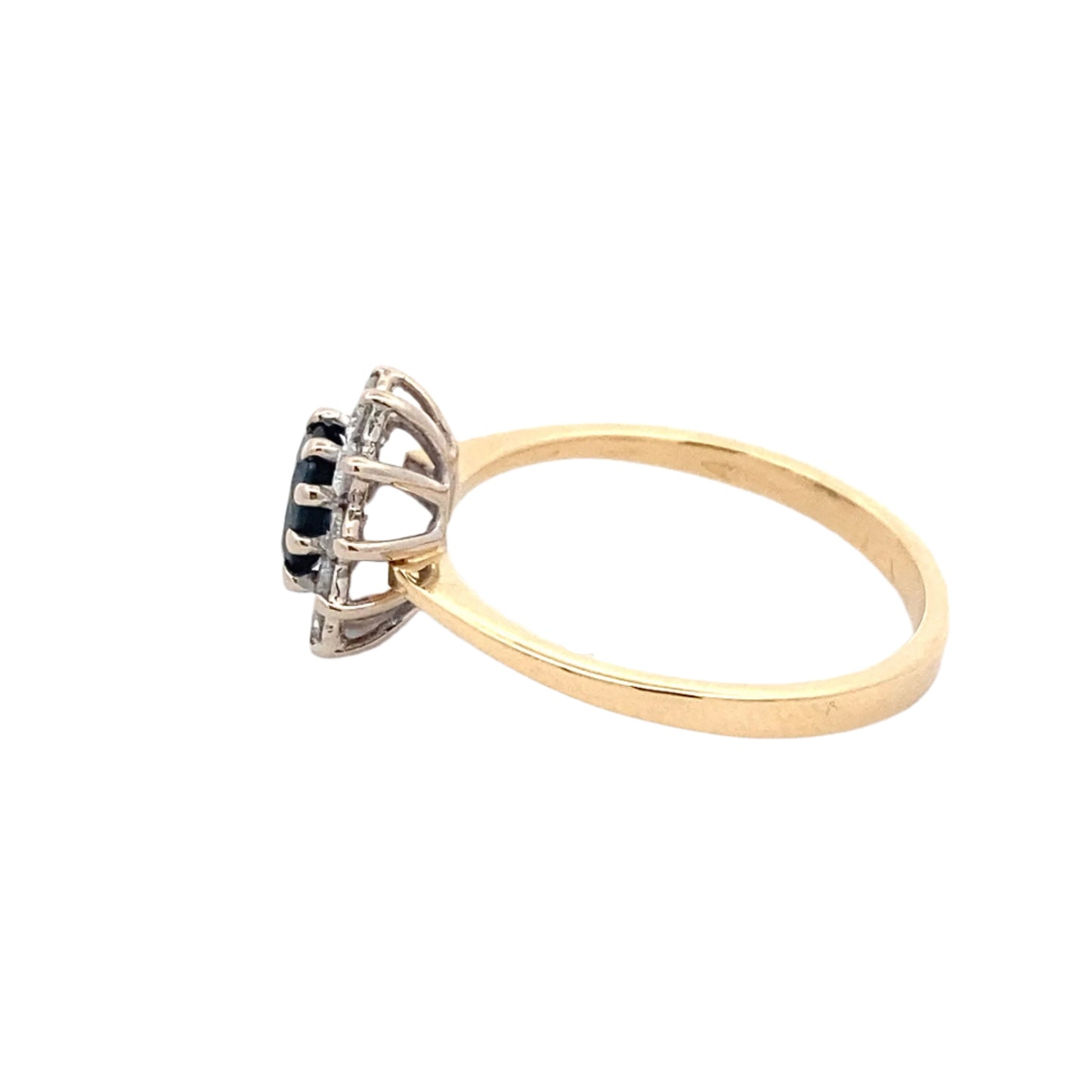 Sapphire and Round Brilliant Cut Diamond Cluster Ring