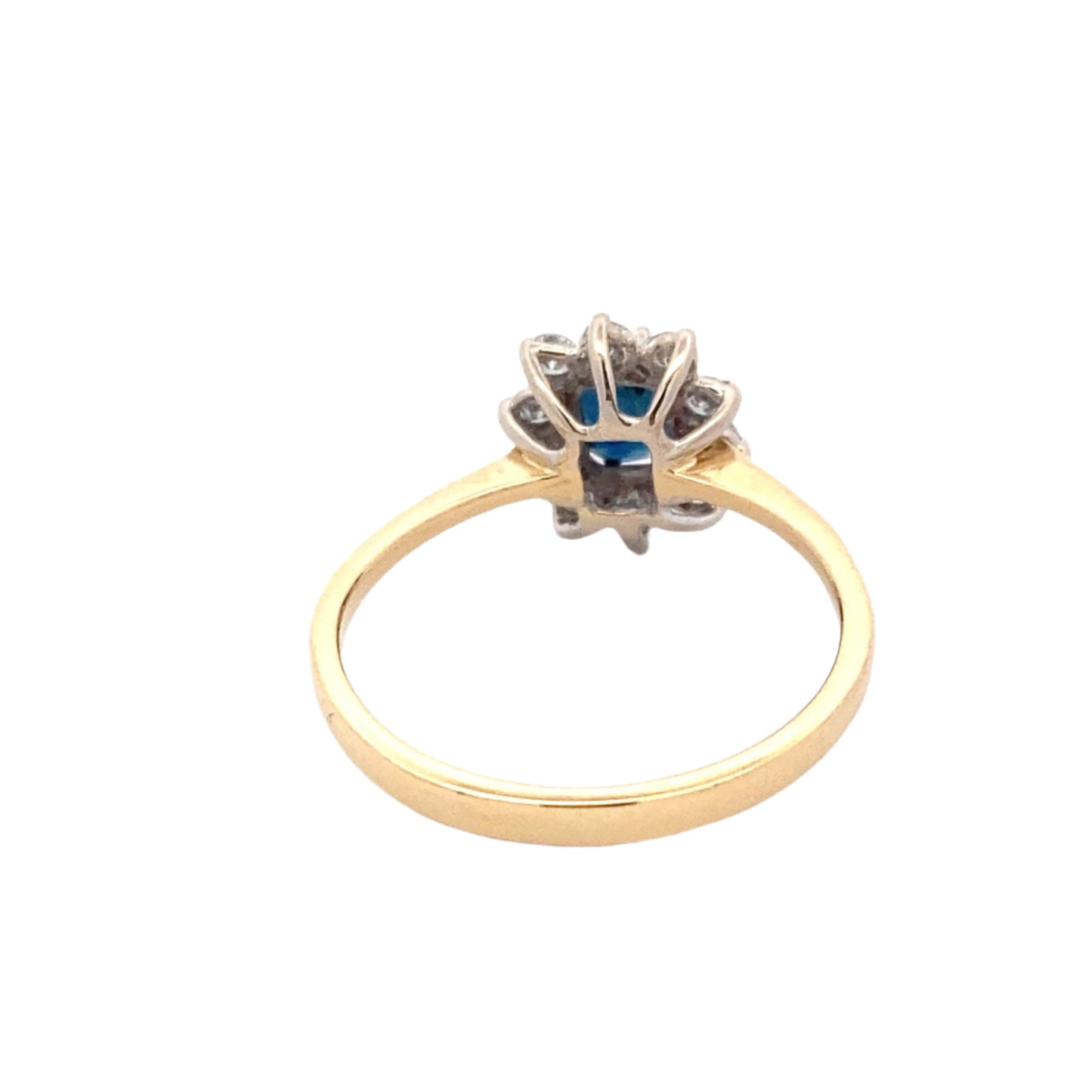 Sapphire and Round Brilliant Cut Diamond Cluster Ring