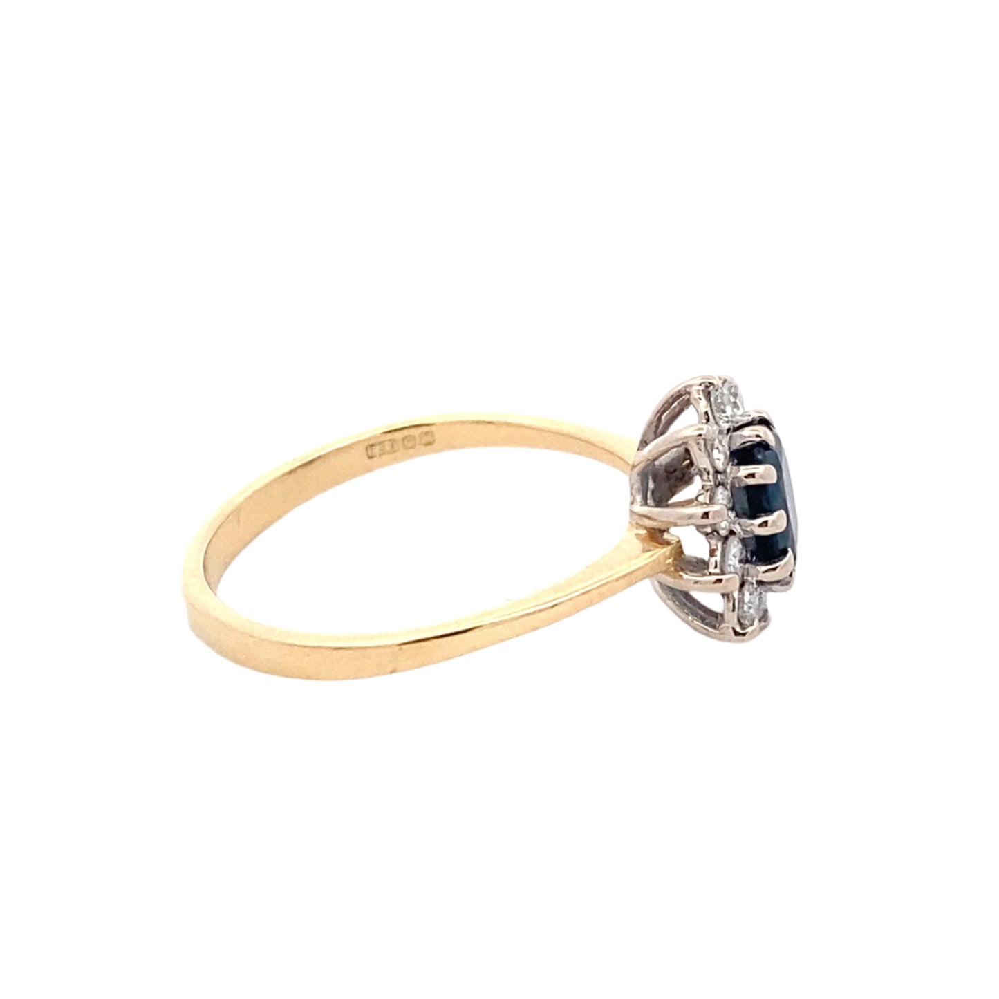 Sapphire and Round Brilliant Cut Diamond Cluster Ring