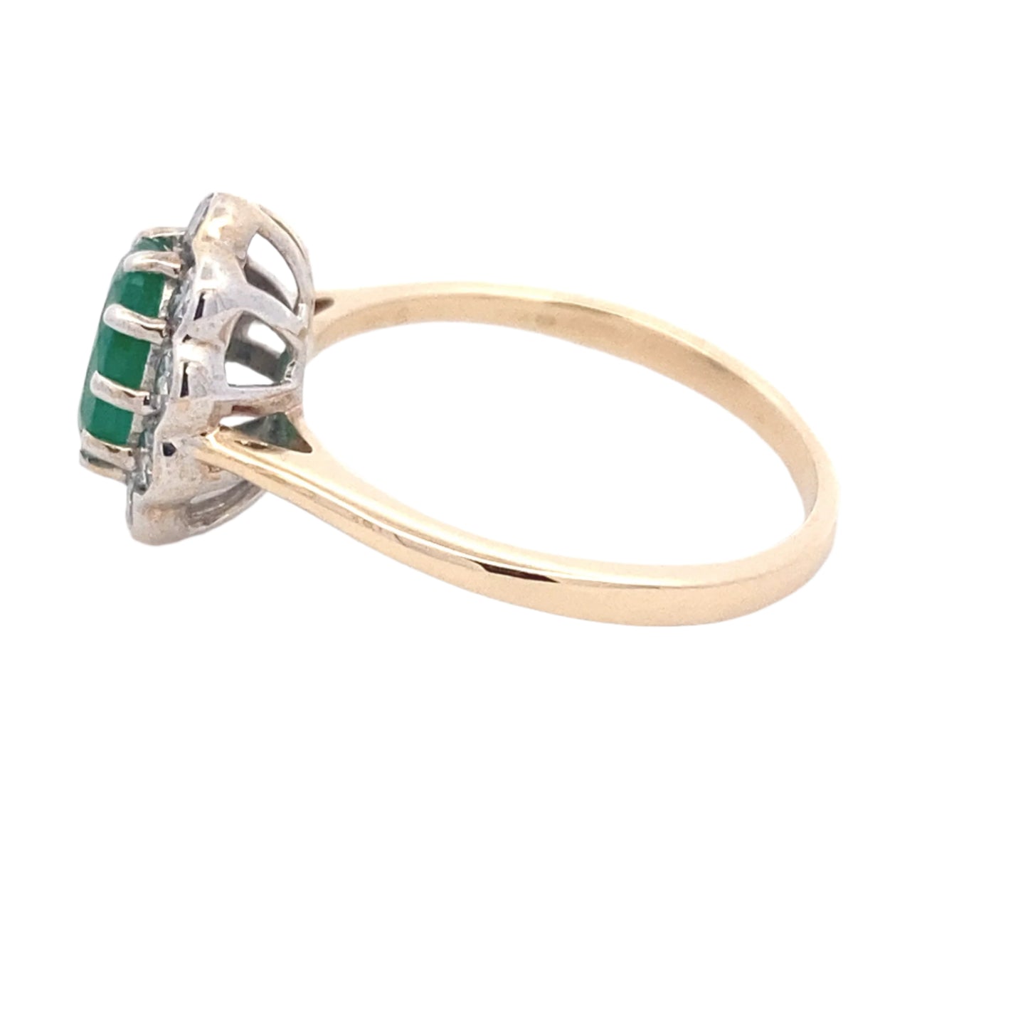 Emerald and Round Brilliant Cut Diamond Cluster Ring