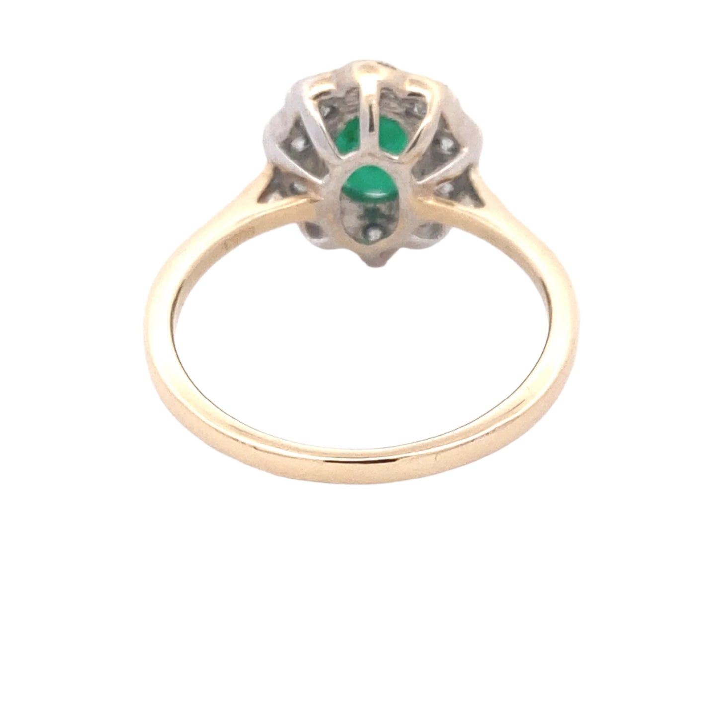 Emerald and Round Brilliant Cut Diamond Cluster Ring