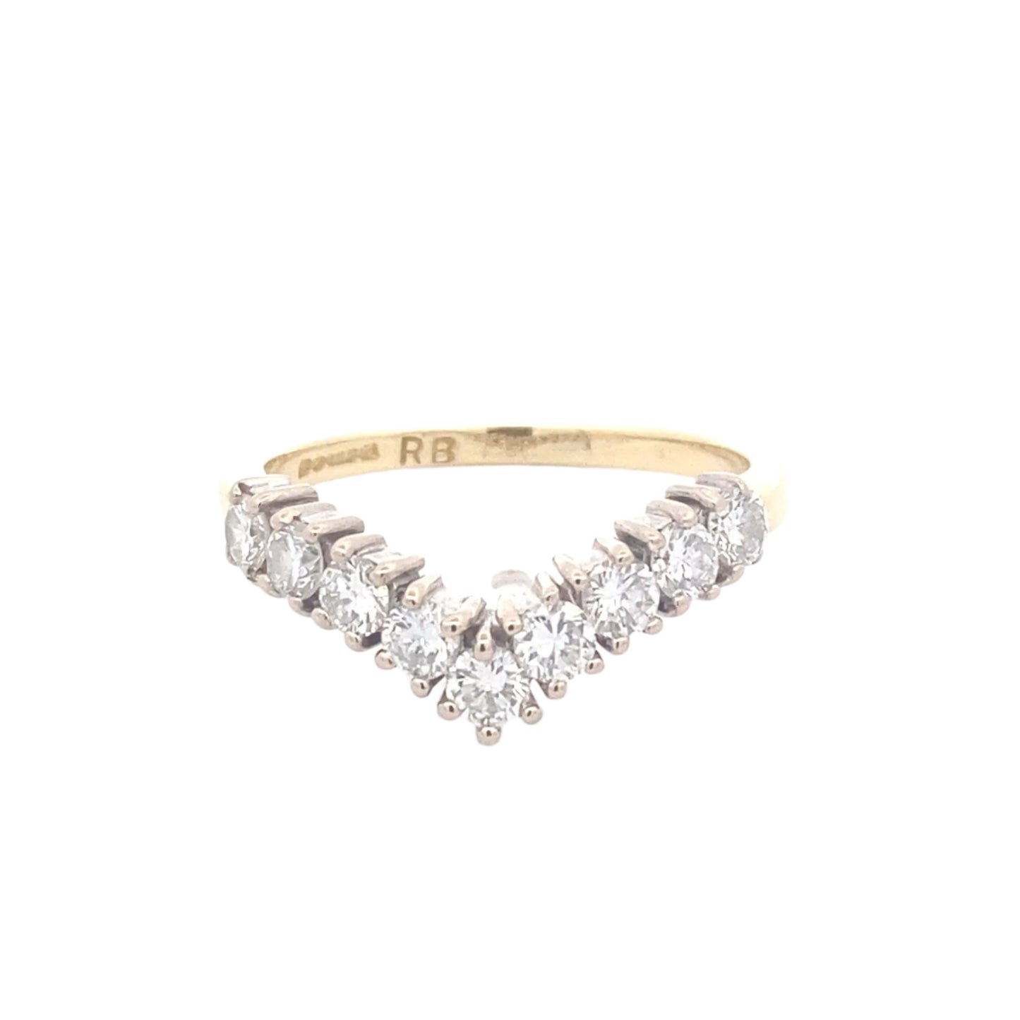 Round Brilliant Cut Diamond 9 Stone Wishbone Style Ring