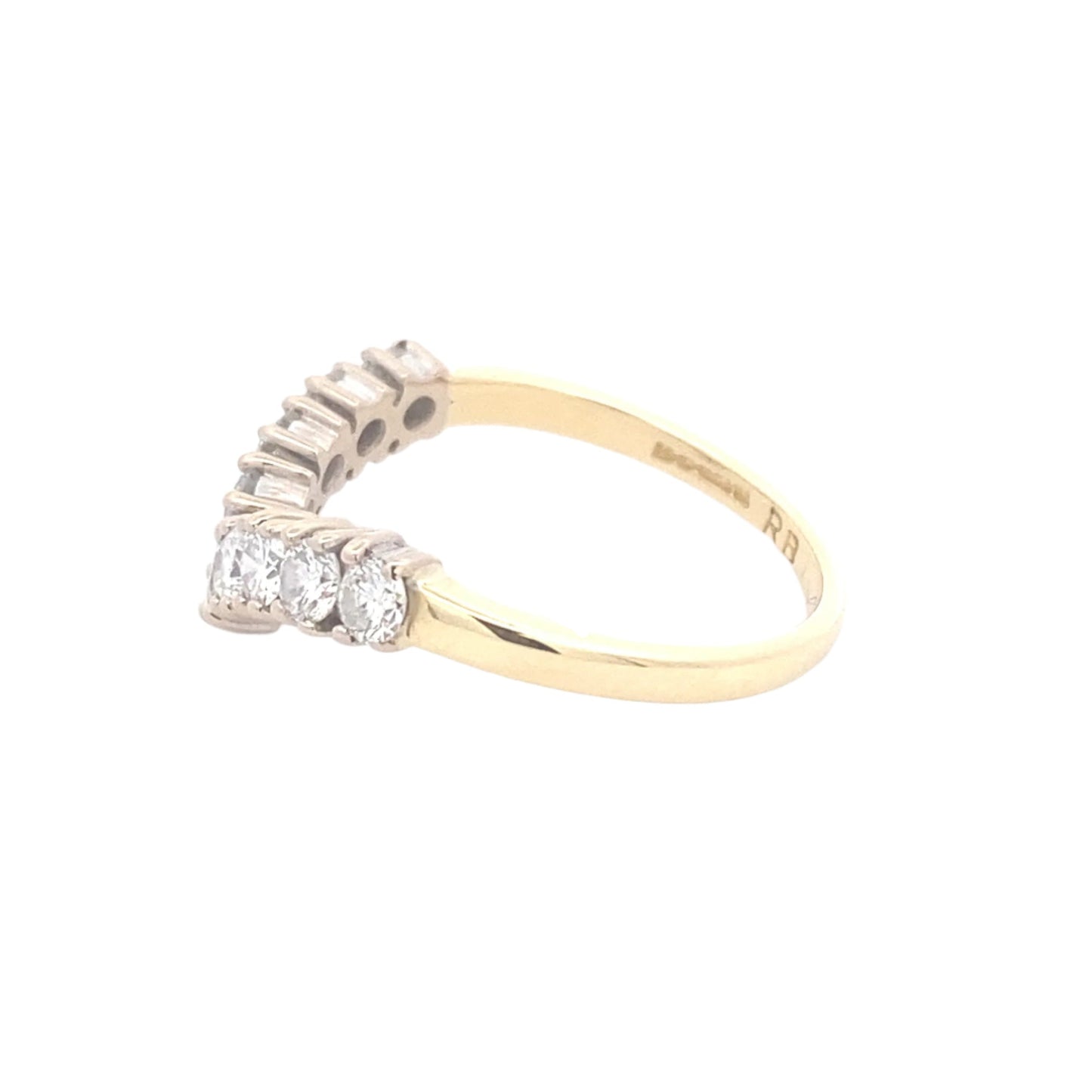Round Brilliant Cut Diamond 9 Stone Wishbone Style Ring