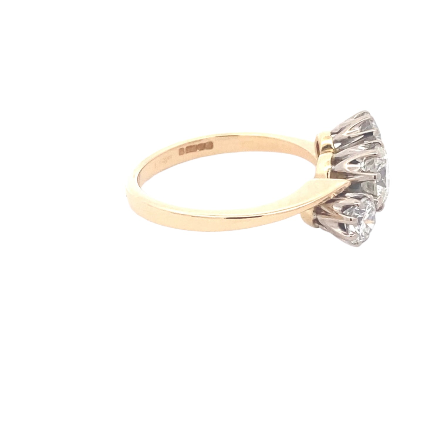 Round Brilliant Cut Diamond 3 Stone Twist Style Ring