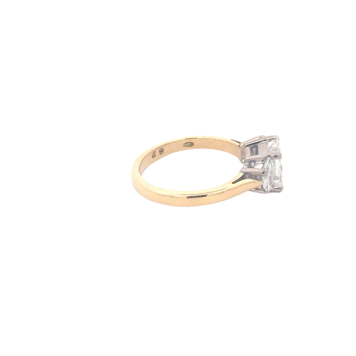 Princess Cut and 'Half Moon' Diamond 3 Stone Ring