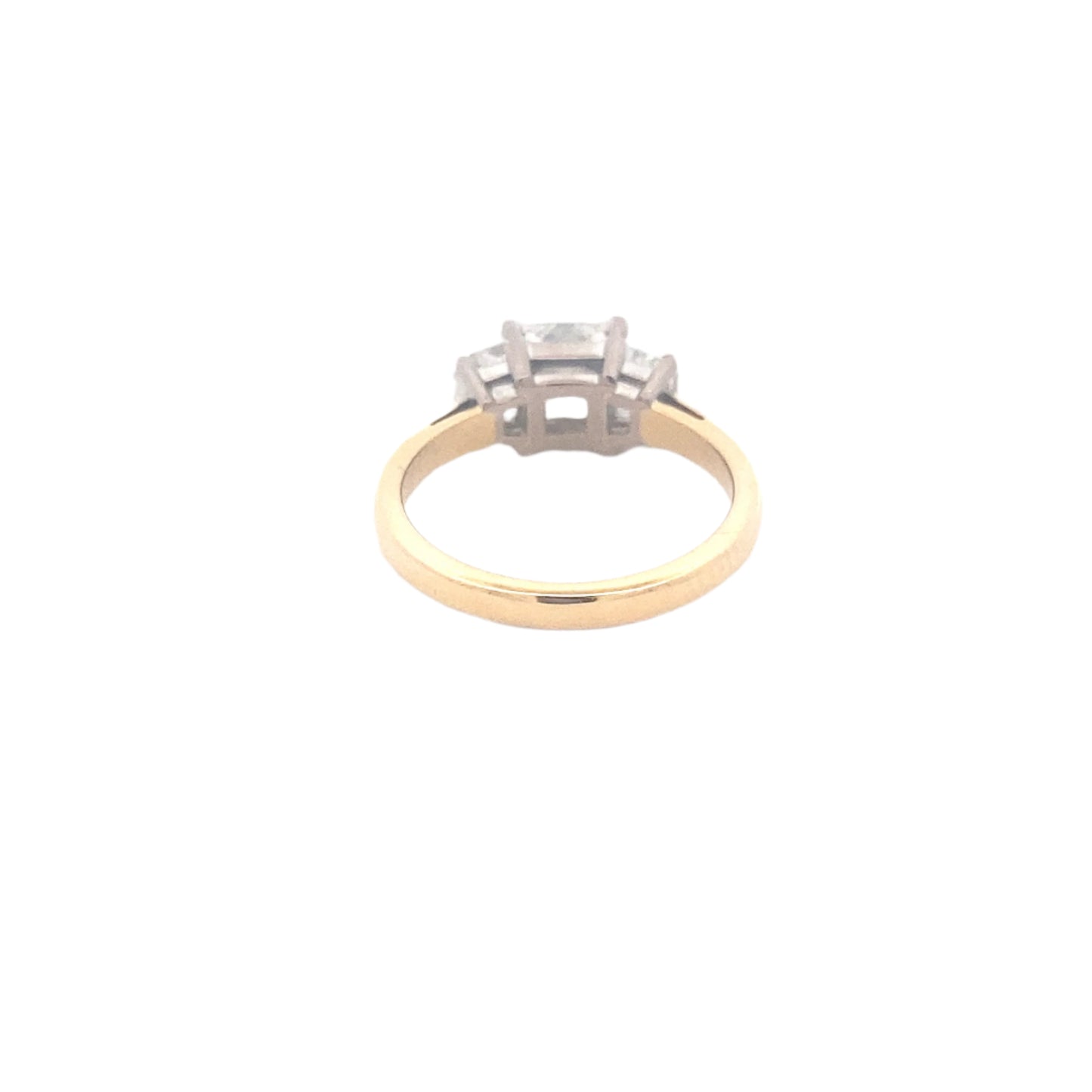 Princess Cut and 'Half Moon' Diamond 3 Stone Ring
