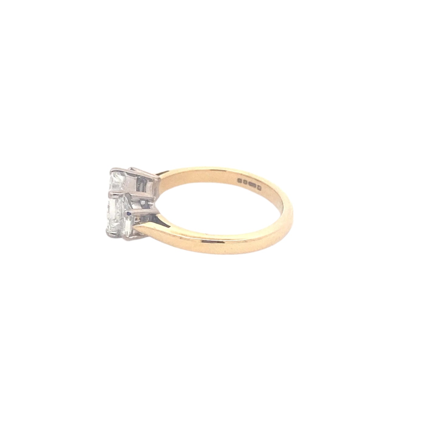 Princess Cut and 'Half Moon' Diamond 3 Stone Ring