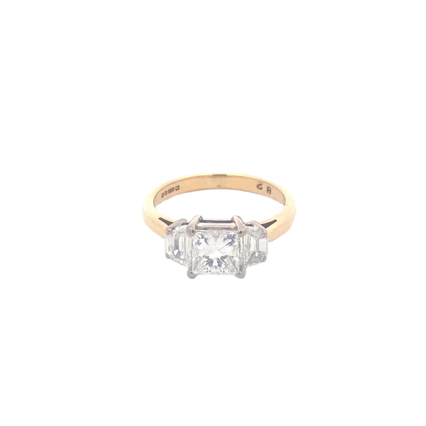 Princess Cut and 'Half Moon' Diamond 3 Stone Ring
