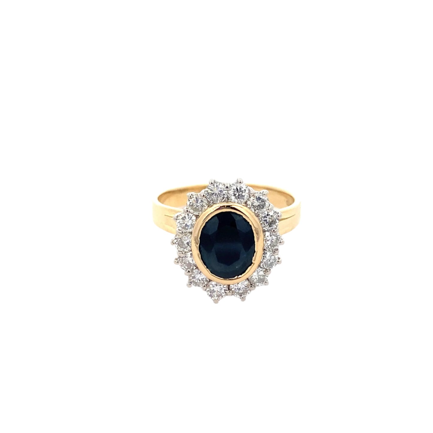 Oval Shaped Sapphire with Diamond Halo
