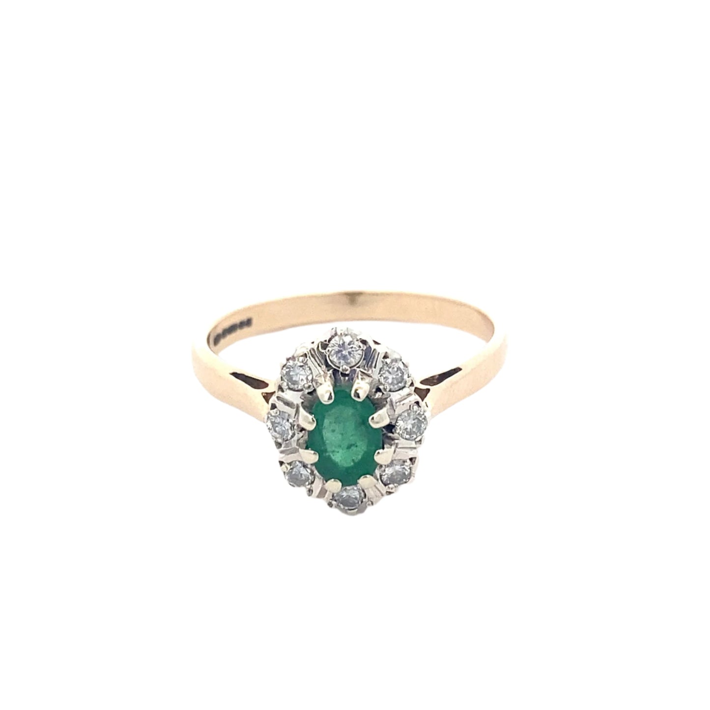 Oval Emerald and Diamond Cluster Ring