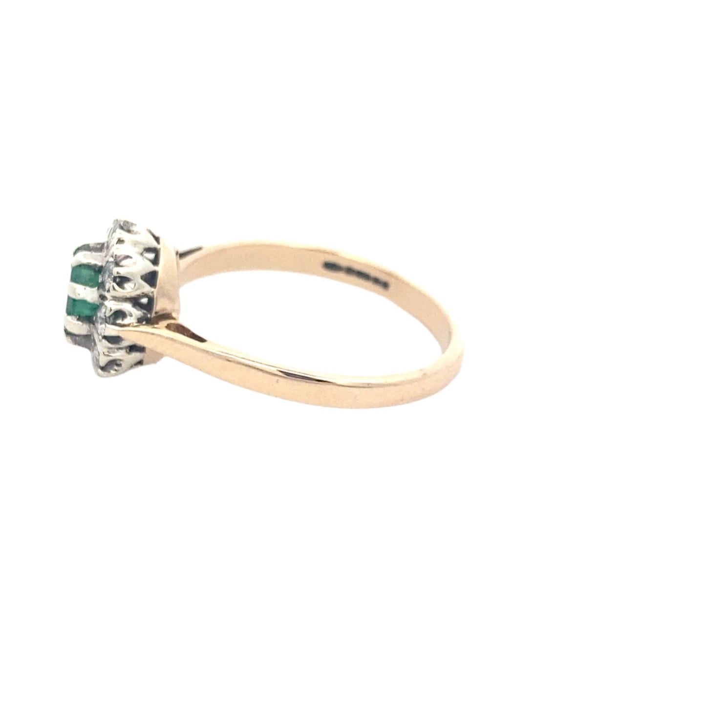 Oval Emerald and Diamond Cluster Ring