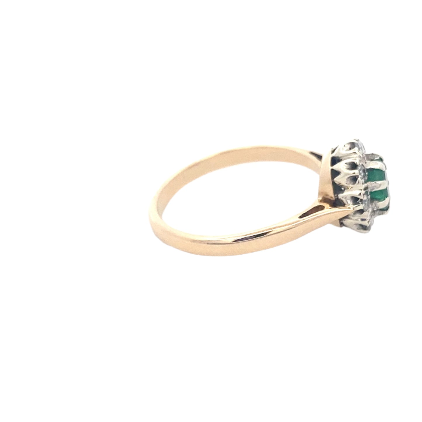 Oval Emerald and Diamond Cluster Ring