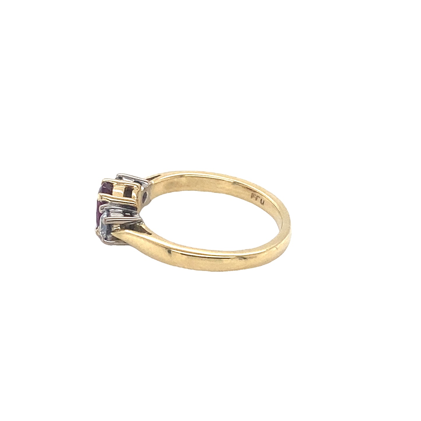 Oval Ruby and Round Brilliant Cut Diamond 3 Stone Ring
