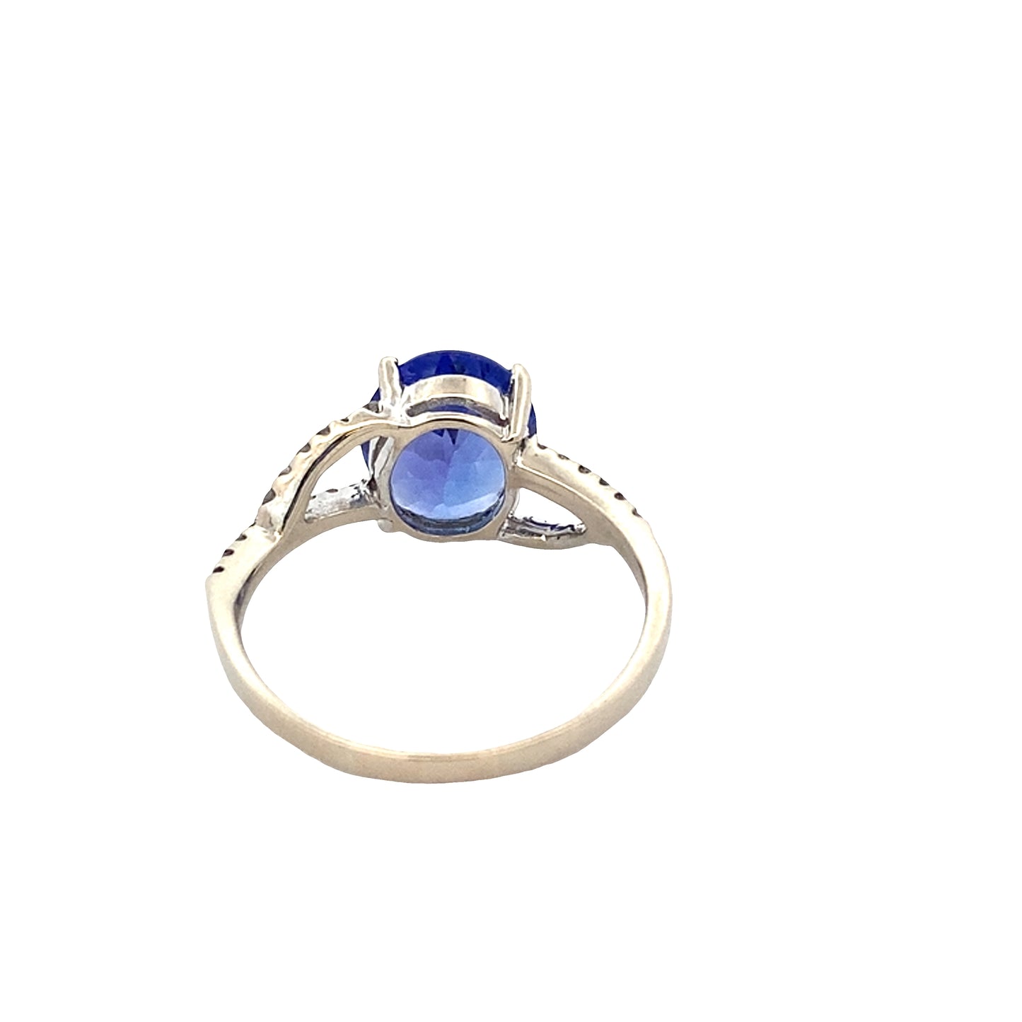 Oval Tanzanite with Diamond set split shoulders Ring