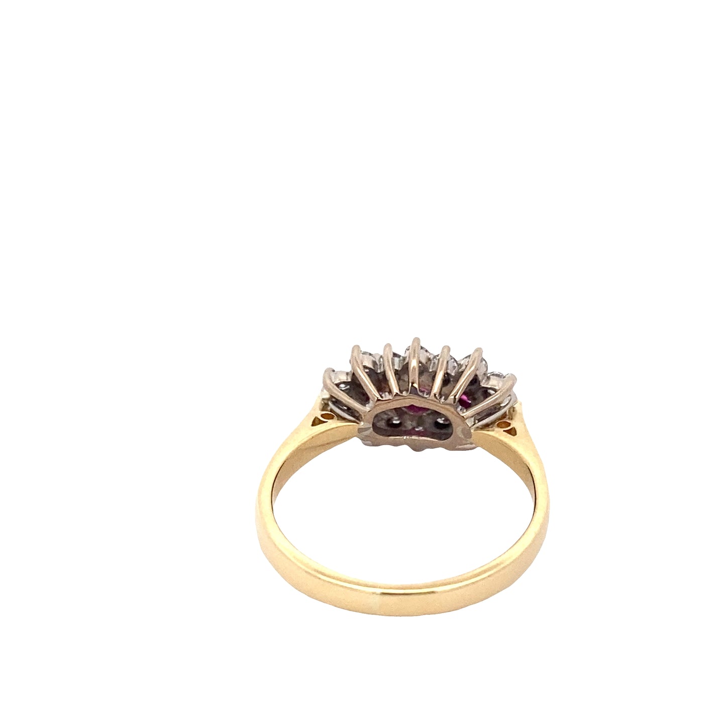 Ruby and Round Brilliant Cut Diamond Cluster Ring