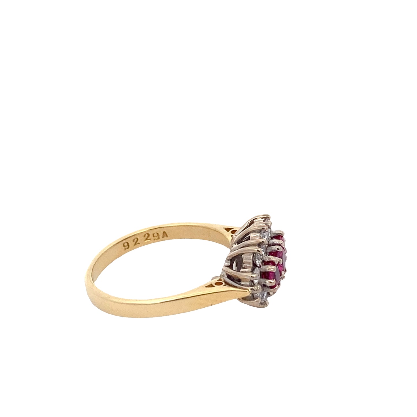 Ruby and Round Brilliant Cut Diamond Cluster Ring