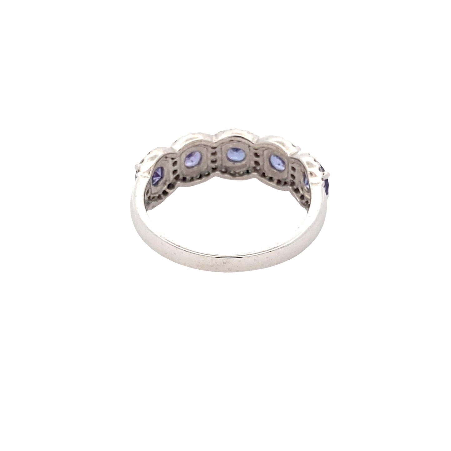 Tanzanite and Round Brilliant Cut Diamond Halo Cluster Ring