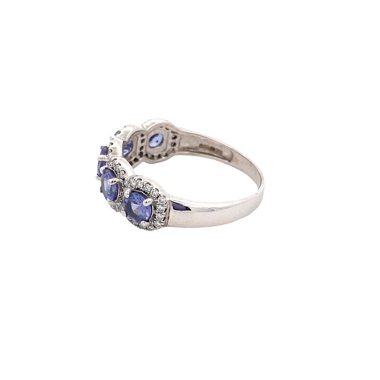 Tanzanite and Round Brilliant Cut Diamond Halo Cluster Ring