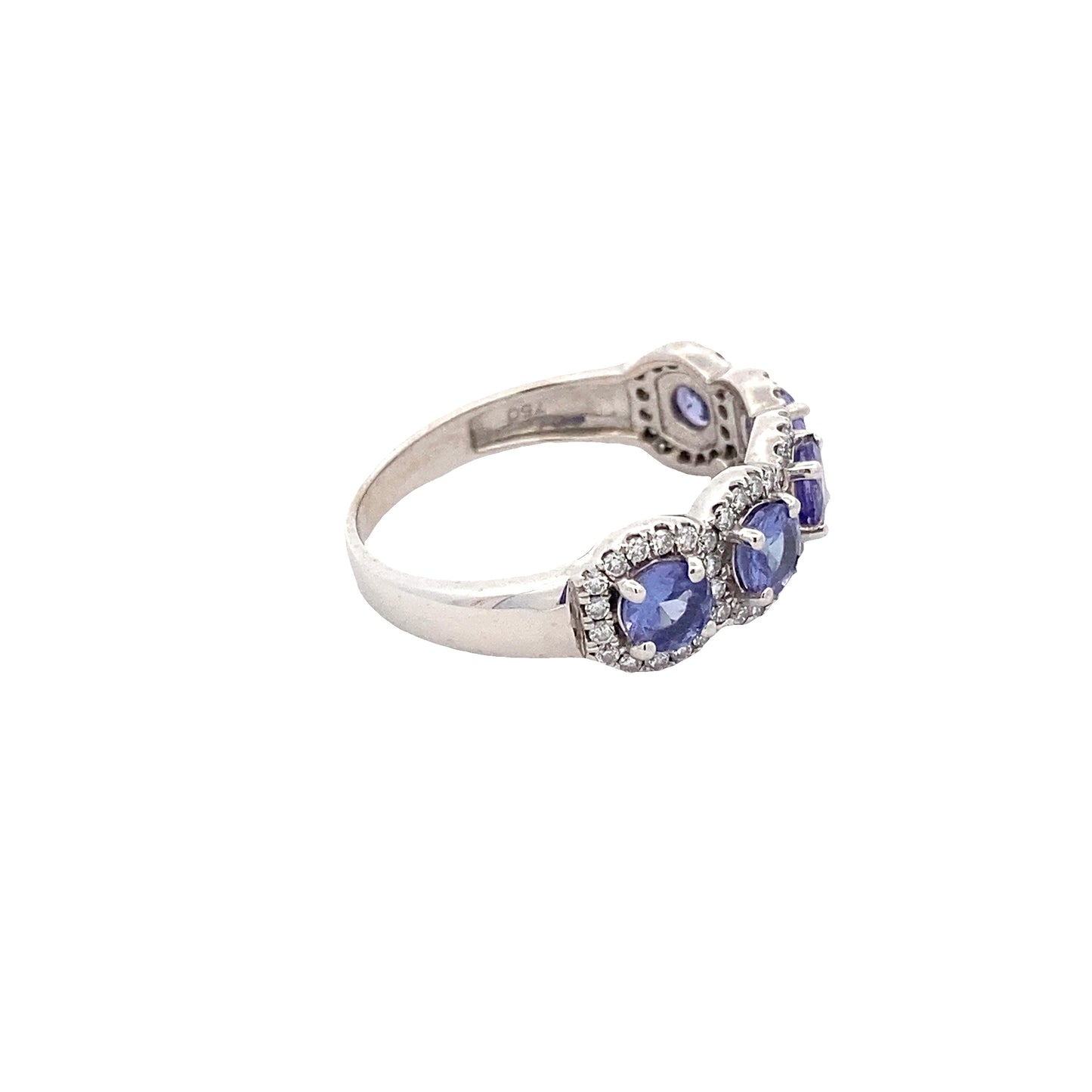 Tanzanite and Round Brilliant Cut Diamond Halo Cluster Ring