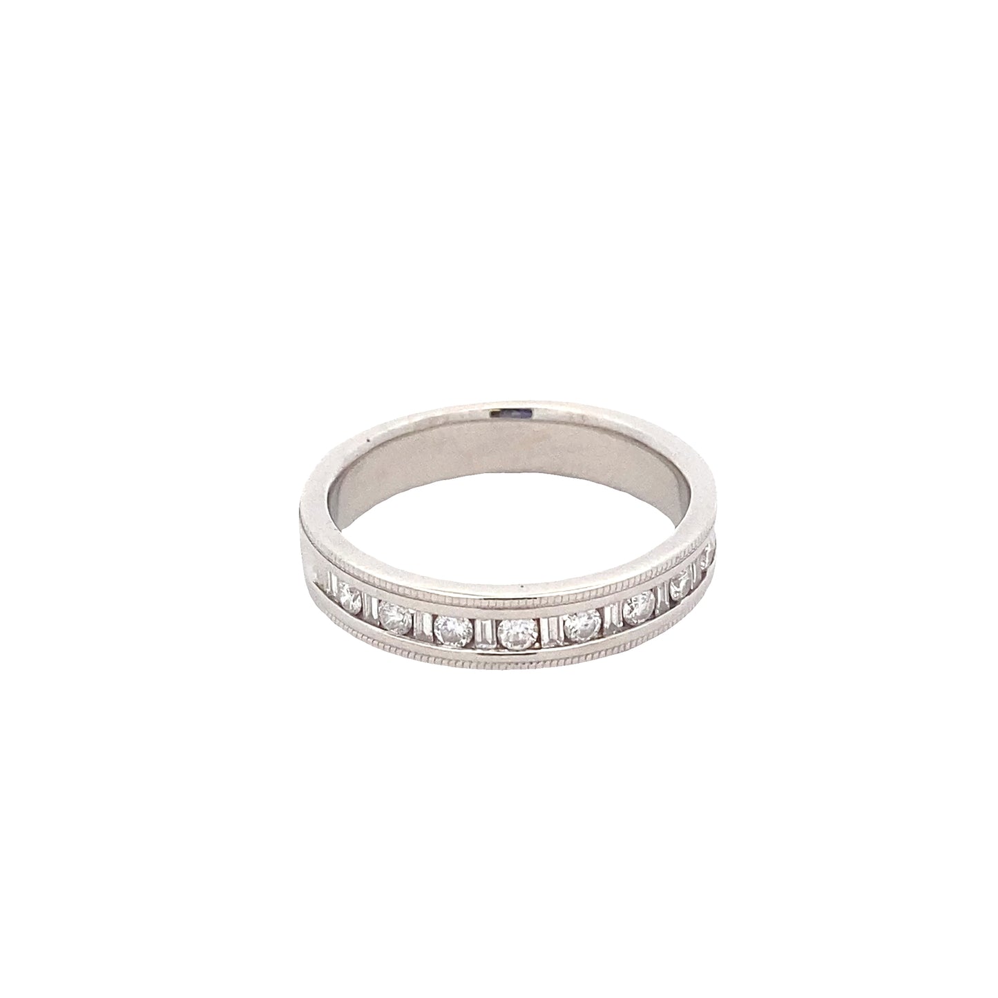 Round Brilliant and Baguette Cut Diamond Ring