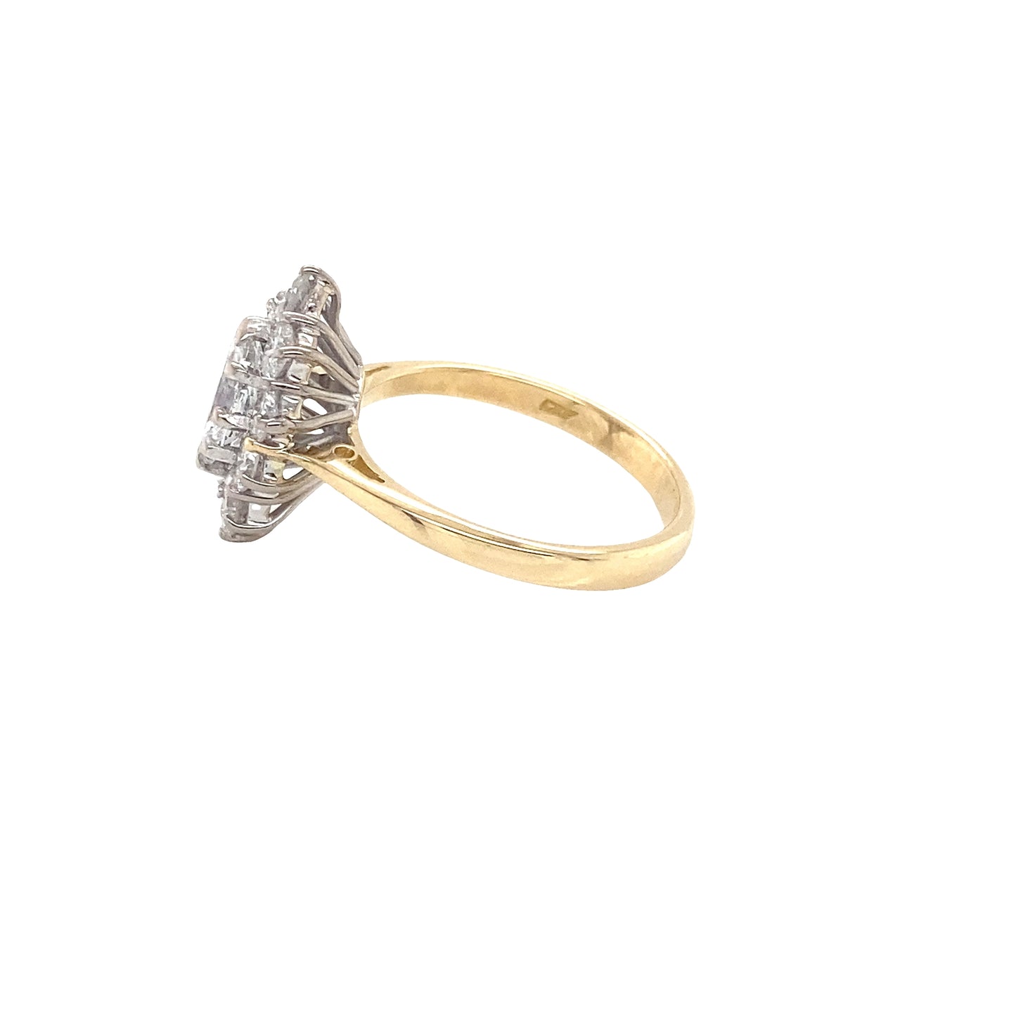 Marquise and Round Brilliant Cut Diamond Cluster Ring