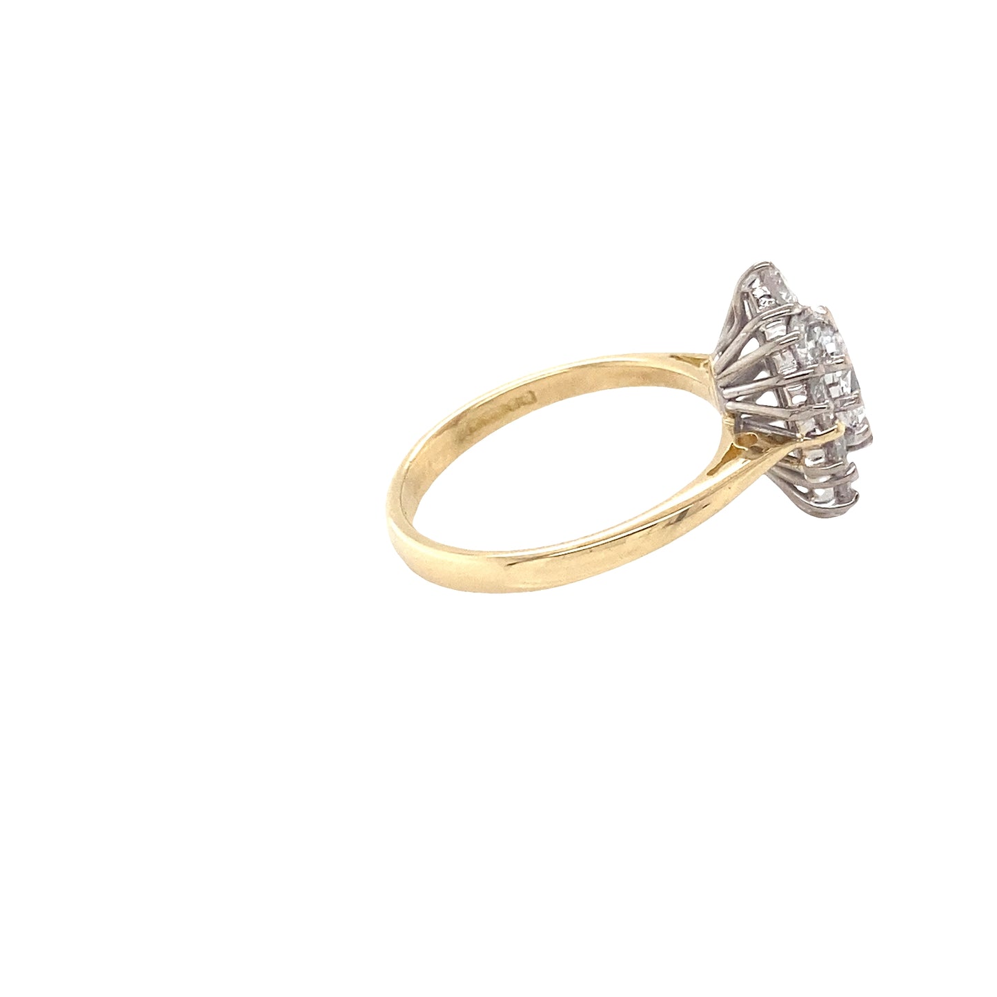 Marquise and Round Brilliant Cut Diamond Cluster Ring