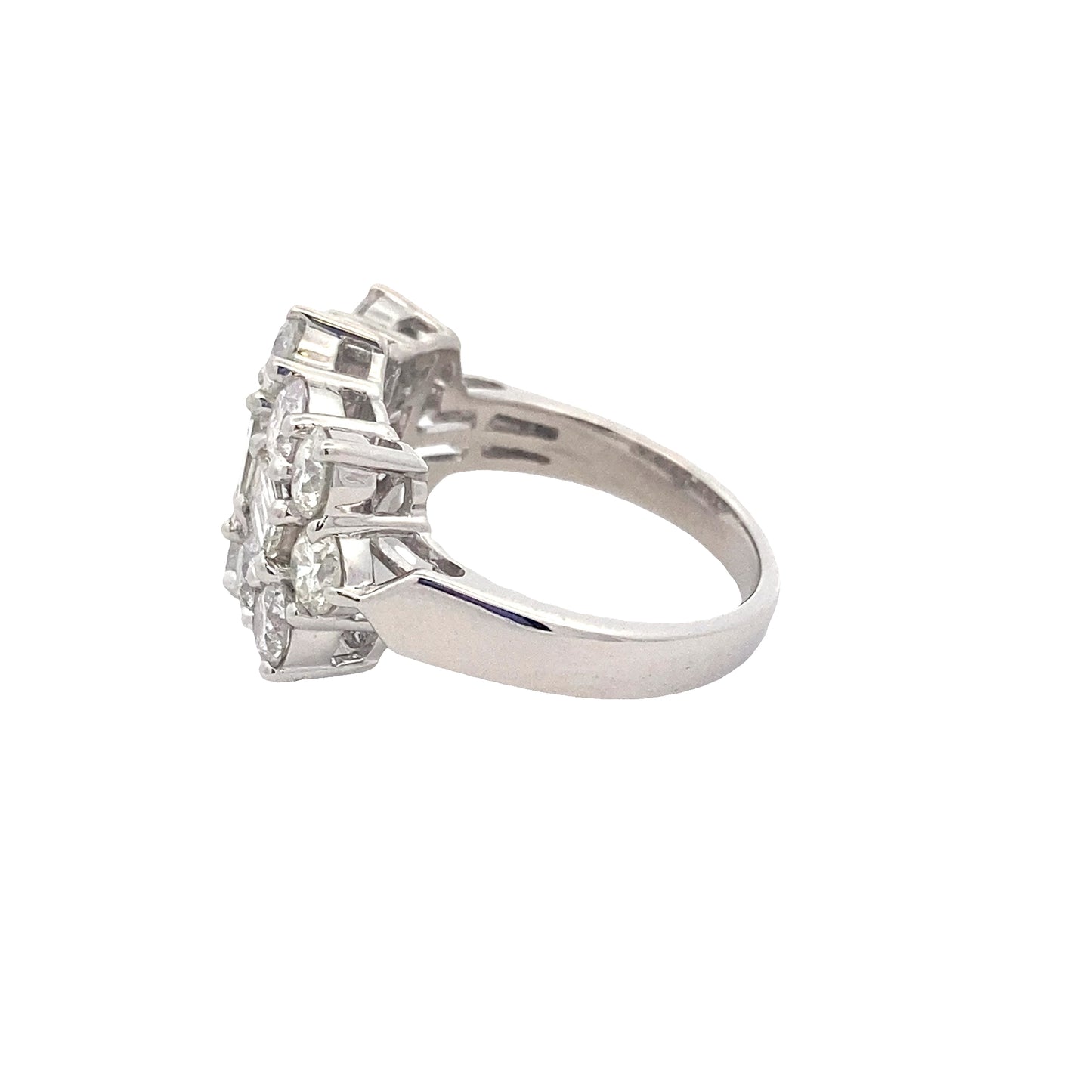 Emerald and Round Brilliant Cut Diamond Cluster Ring