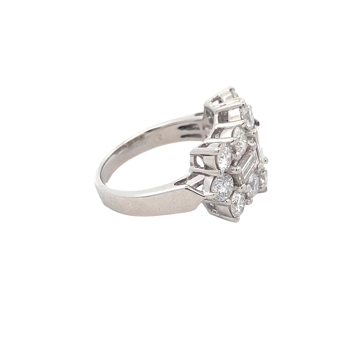 Emerald and Round Brilliant Cut Diamond Cluster Ring