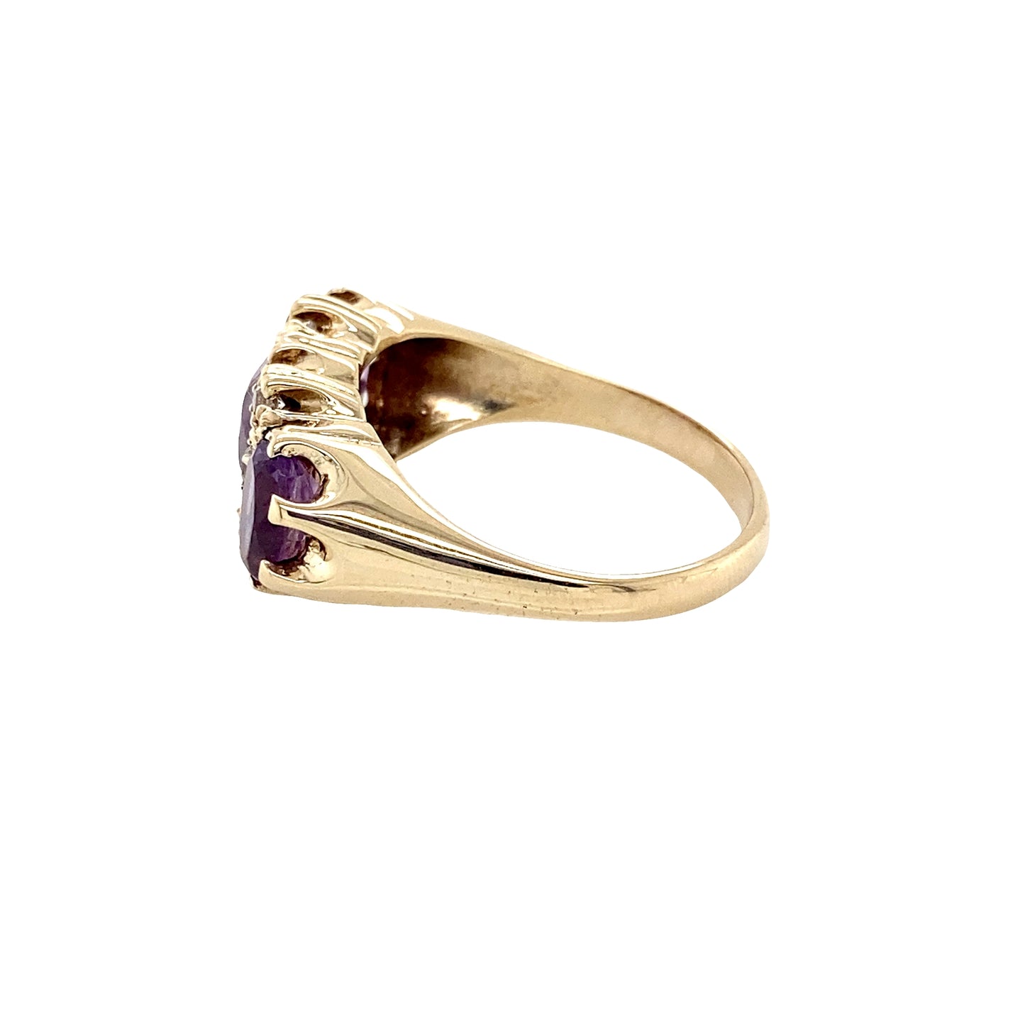 Oval Shaped Amethyst and Round Brilliant Cut Diamond Dress Ring