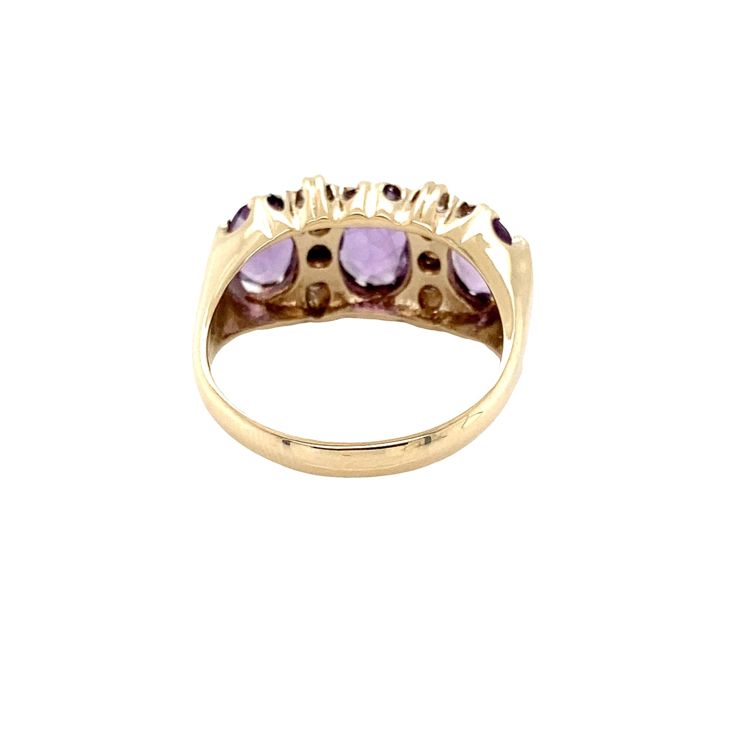 Oval Shaped Amethyst and Round Brilliant Cut Diamond Dress Ring