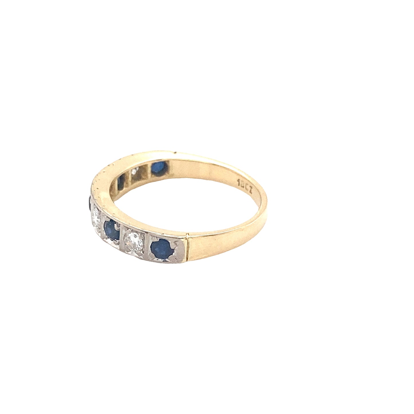 Sapphire and Round Brilliant Cut Diamond 9 Stone Ring