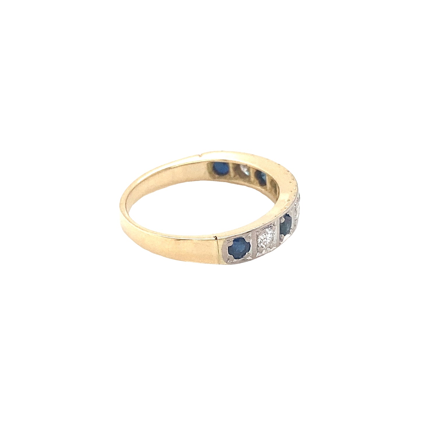 Sapphire and Round Brilliant Cut Diamond 9 Stone Ring