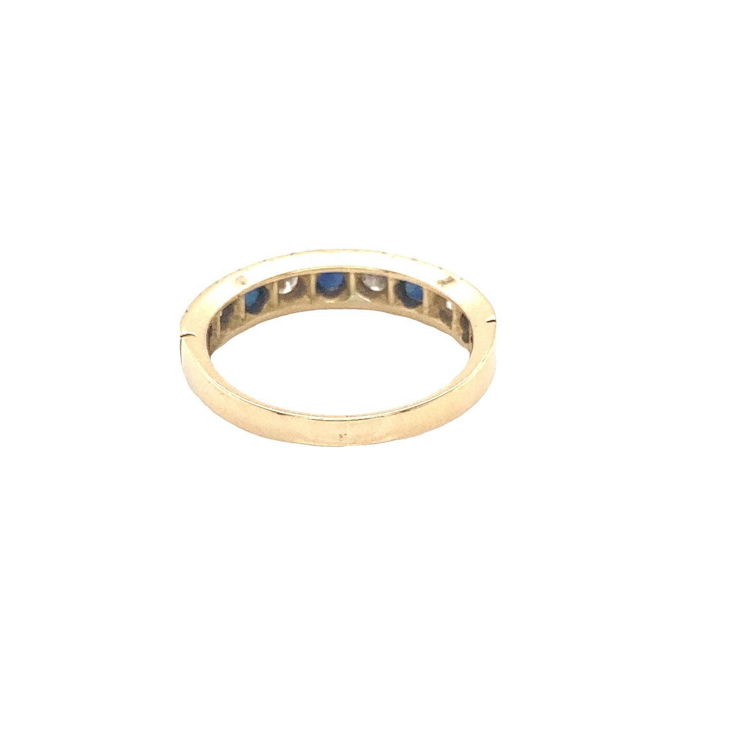 Sapphire and Round Brilliant Cut Diamond 9 Stone Ring