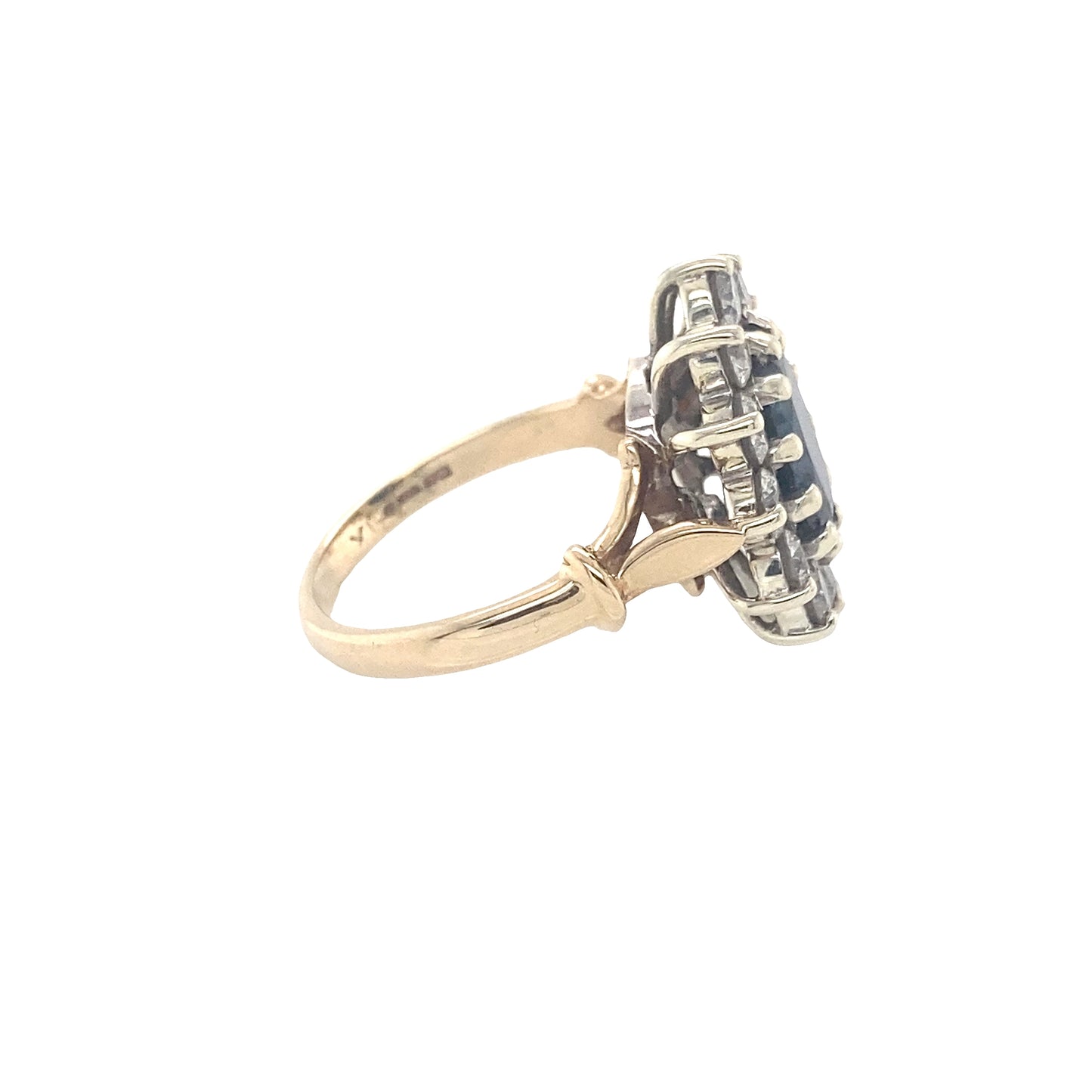 Oval Sapphire and Round Brilliant Cut Diamond Cluster Ring