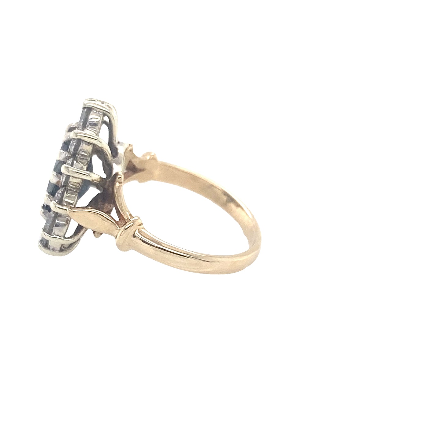 Oval Sapphire and Round Brilliant Cut Diamond Cluster Ring