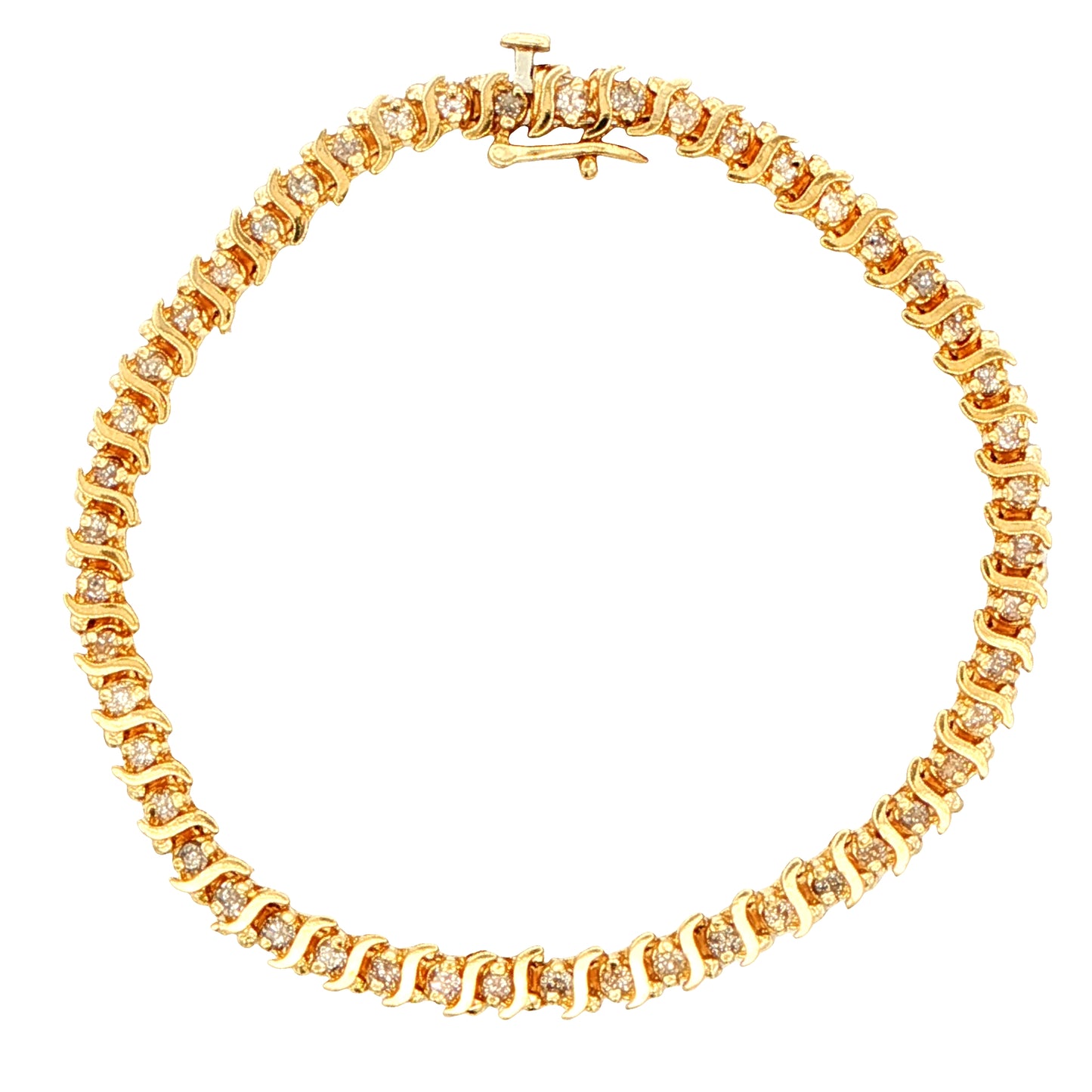 Yellow Gold Round Brilliant Cut Diamond Bracelet
