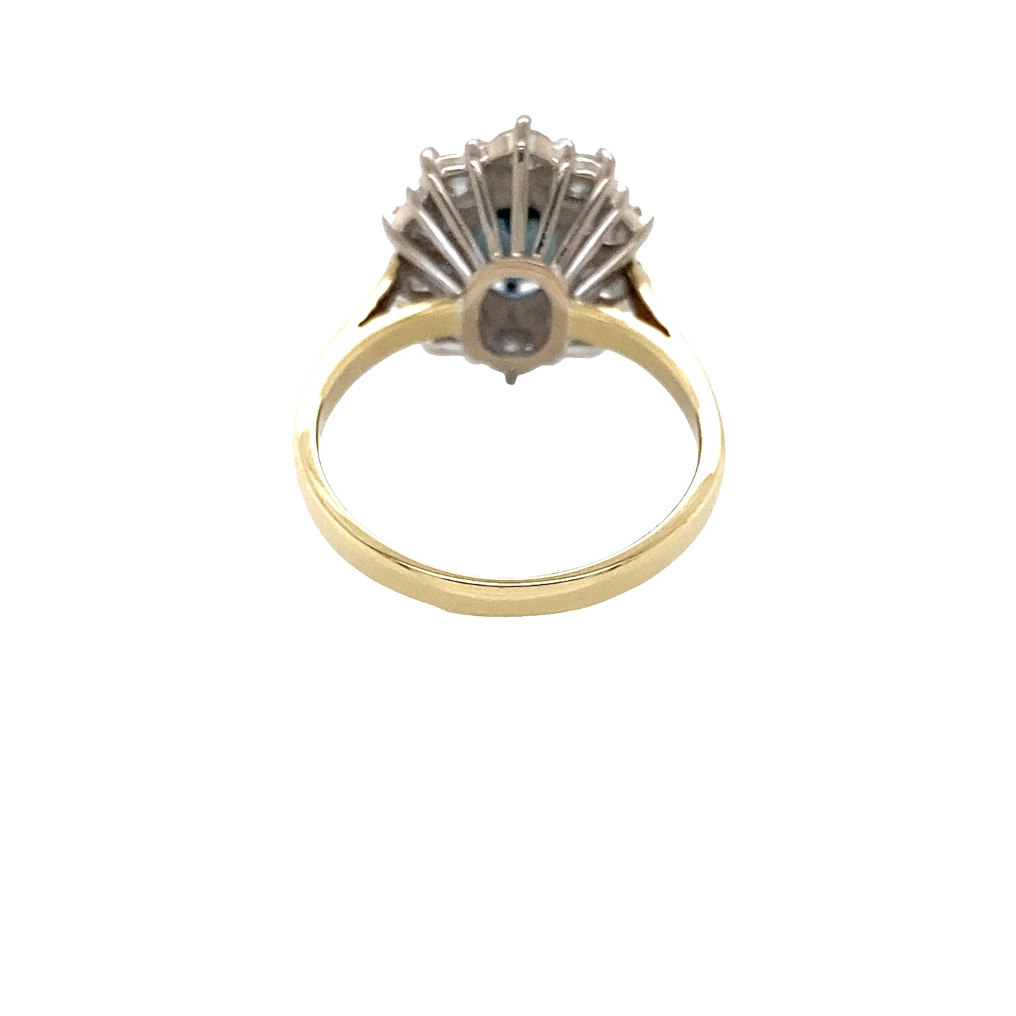 Oval Sapphire and Round Brilliant Cut Diamond Cluster Ring