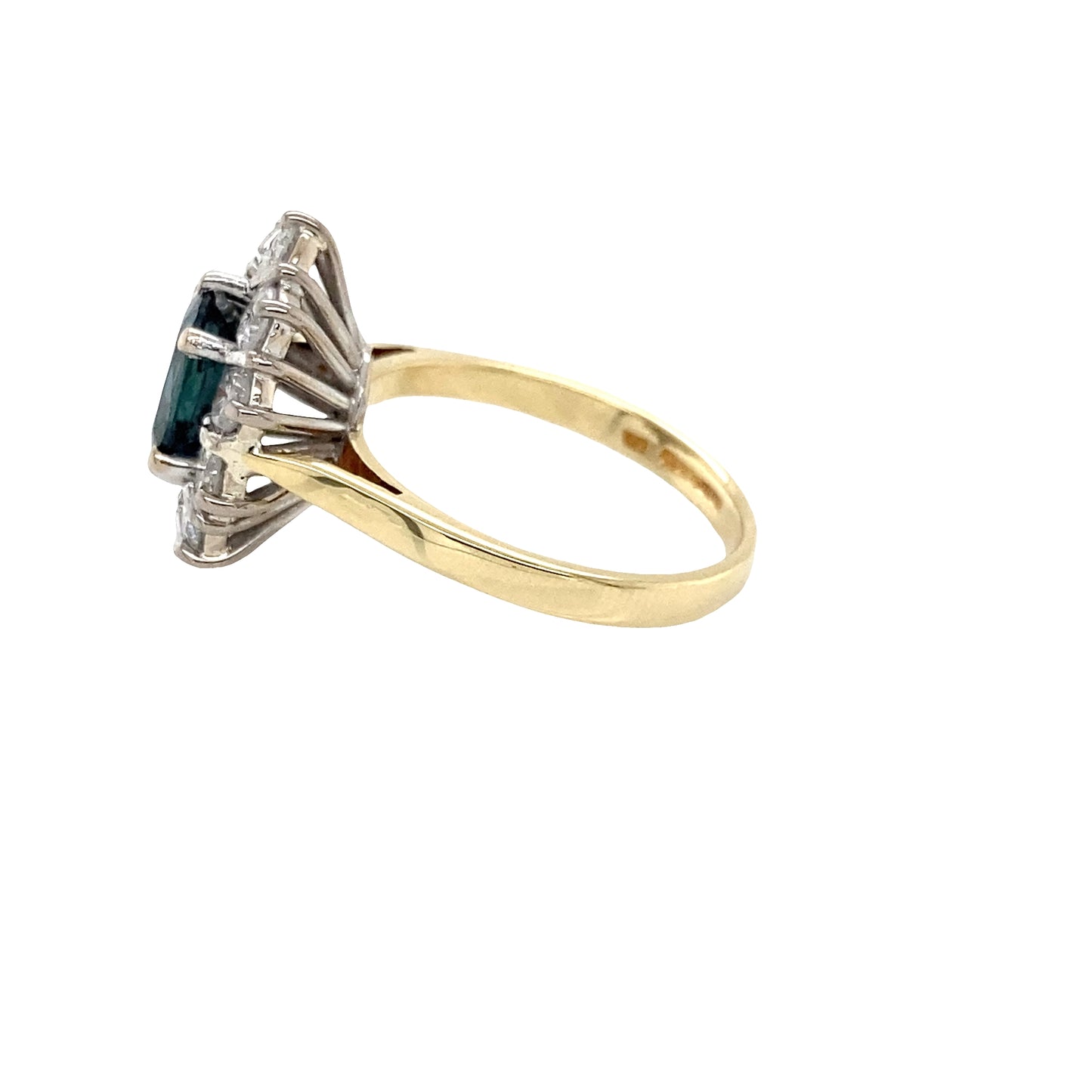 Oval Sapphire and Round Brilliant Cut Diamond Cluster Ring