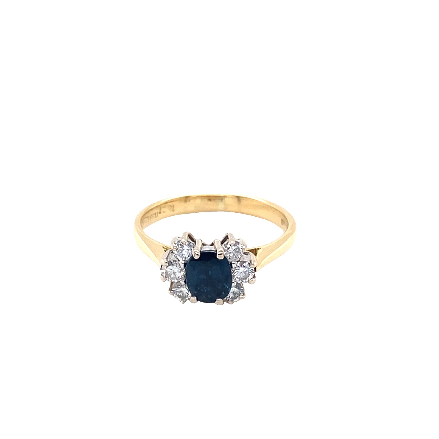 Oval Sapphire and Round Brilliant Cut Diamond Cluster Ring