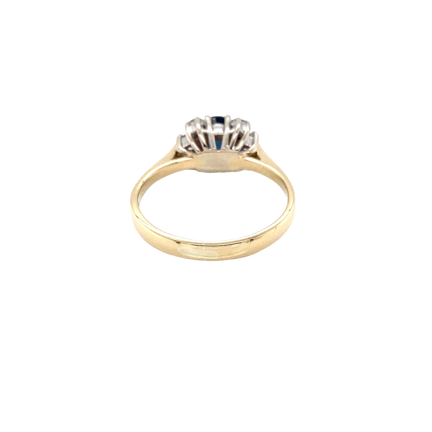 Oval Sapphire and Round Brilliant Cut Diamond Cluster Ring