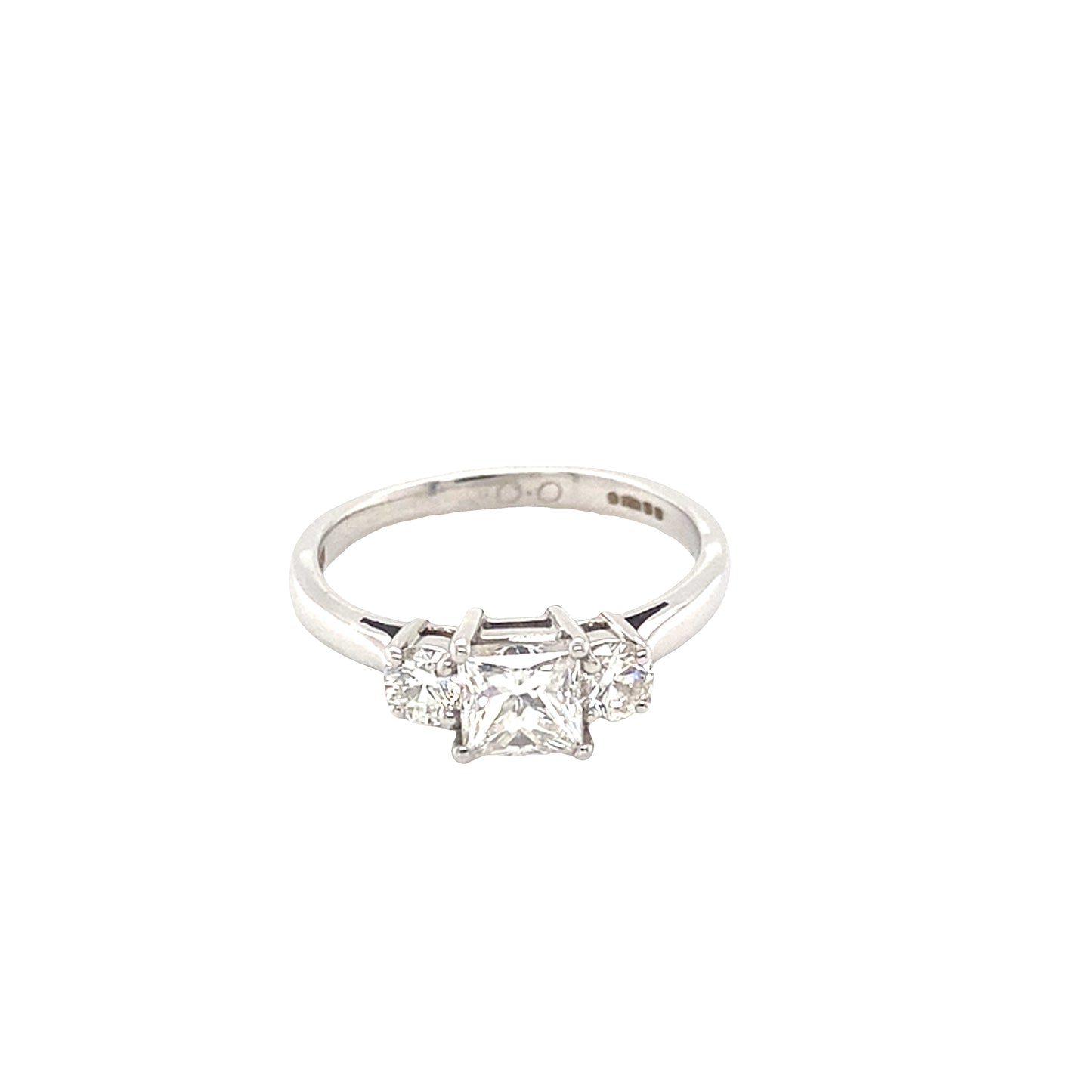 Princess and Round Brilliant Cut Diamond 3 Stone Ring