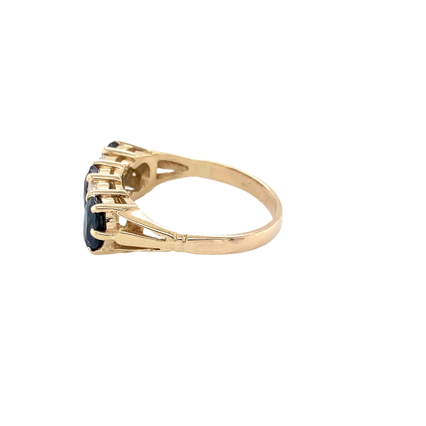 Oval shaped Sapphire and Round Brilliant Cut Diamond Ring