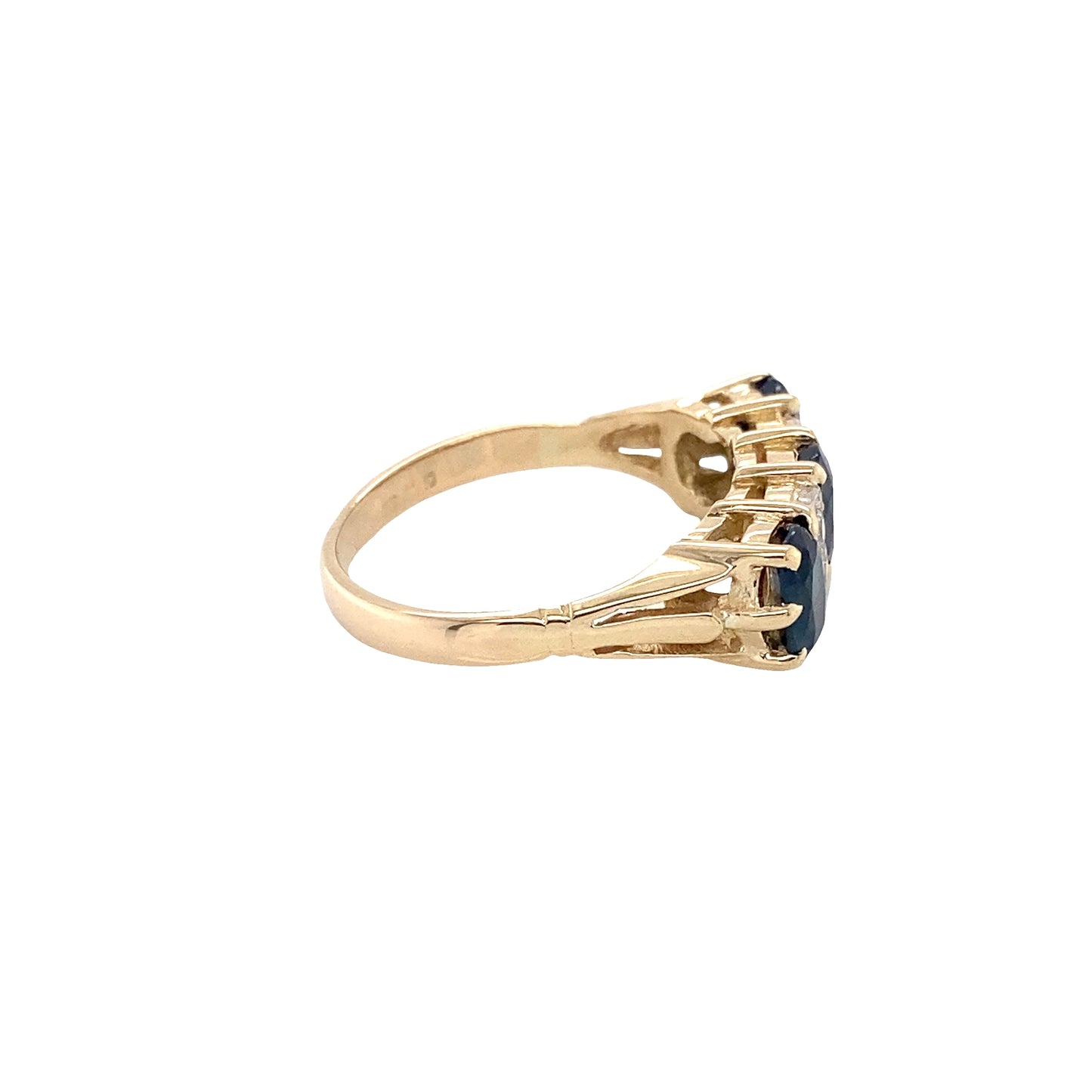 Oval shaped Sapphire and Round Brilliant Cut Diamond Ring