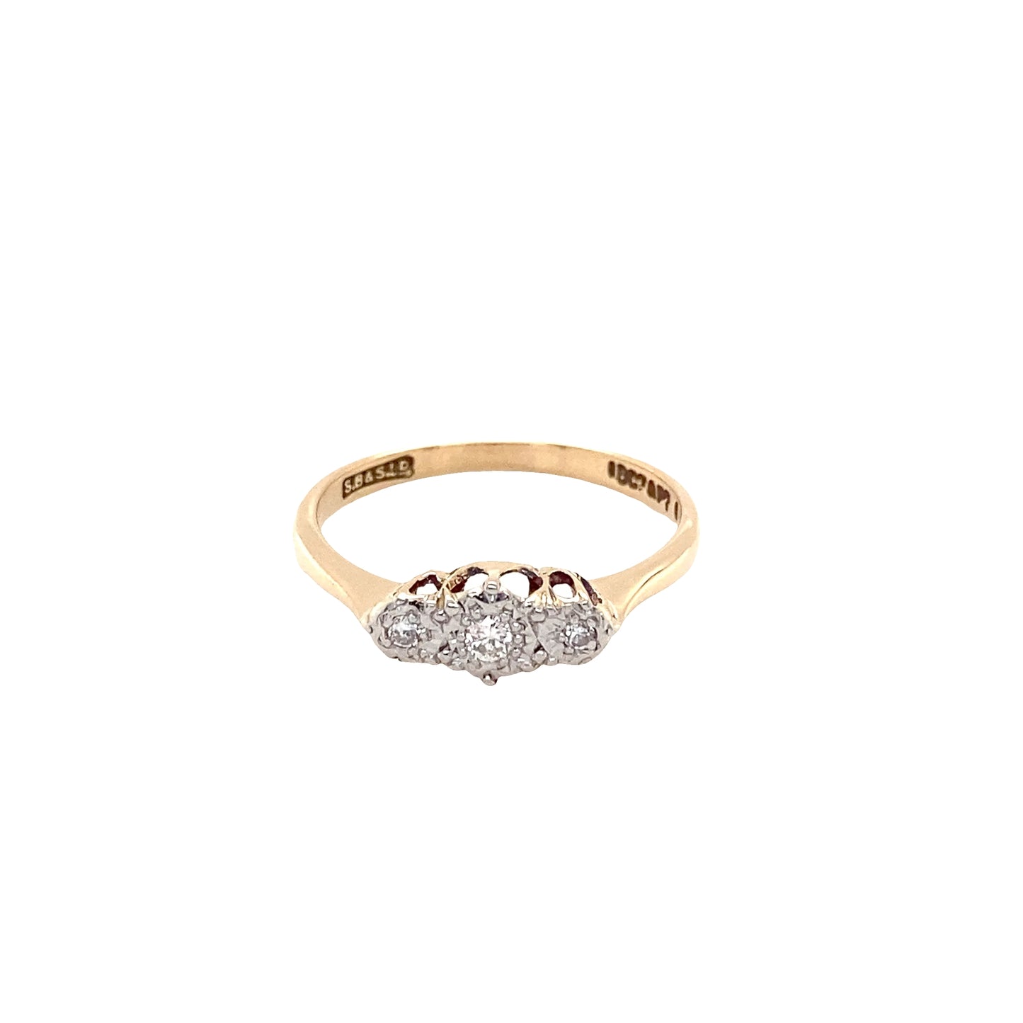 Round Brilliant Cut Illusion Set 3 Stone Diamond Ring