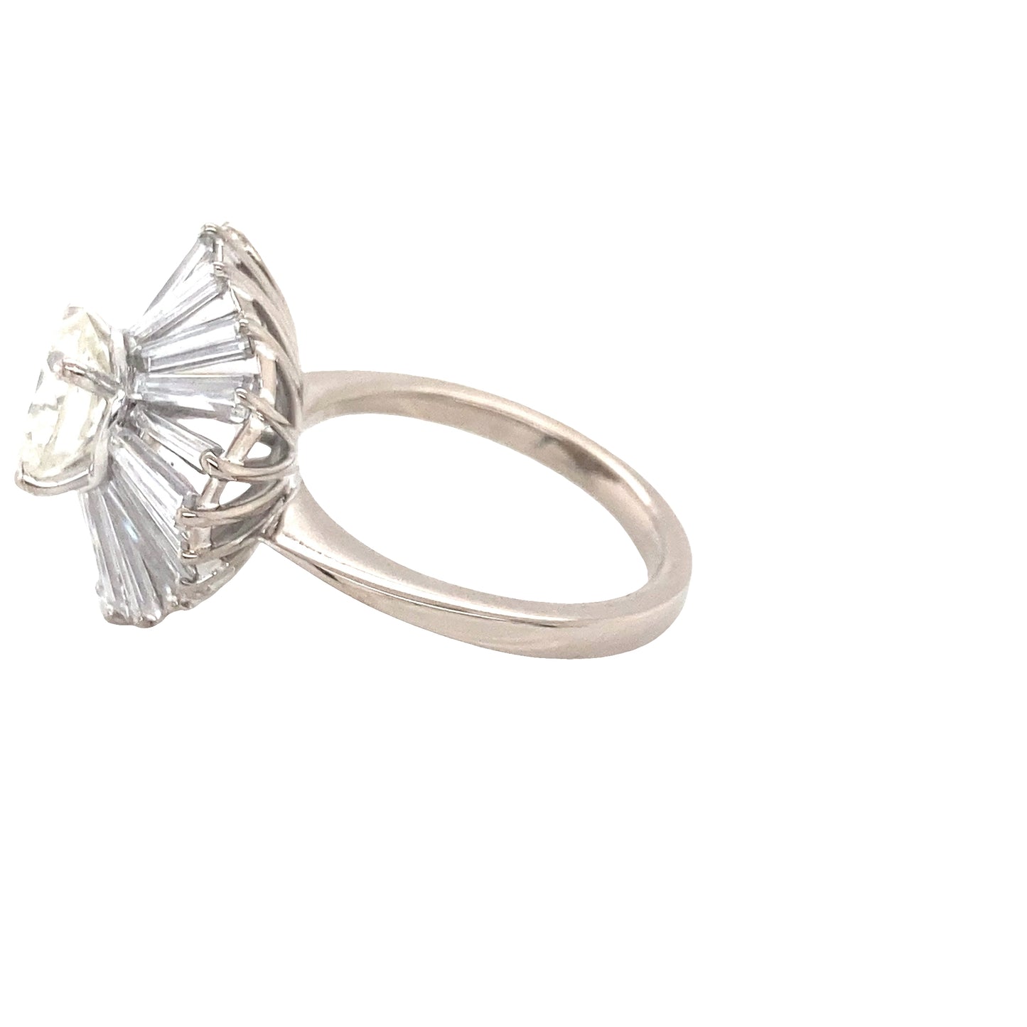 Round Brilliant Cut and Baguette Cut Diamond Ring